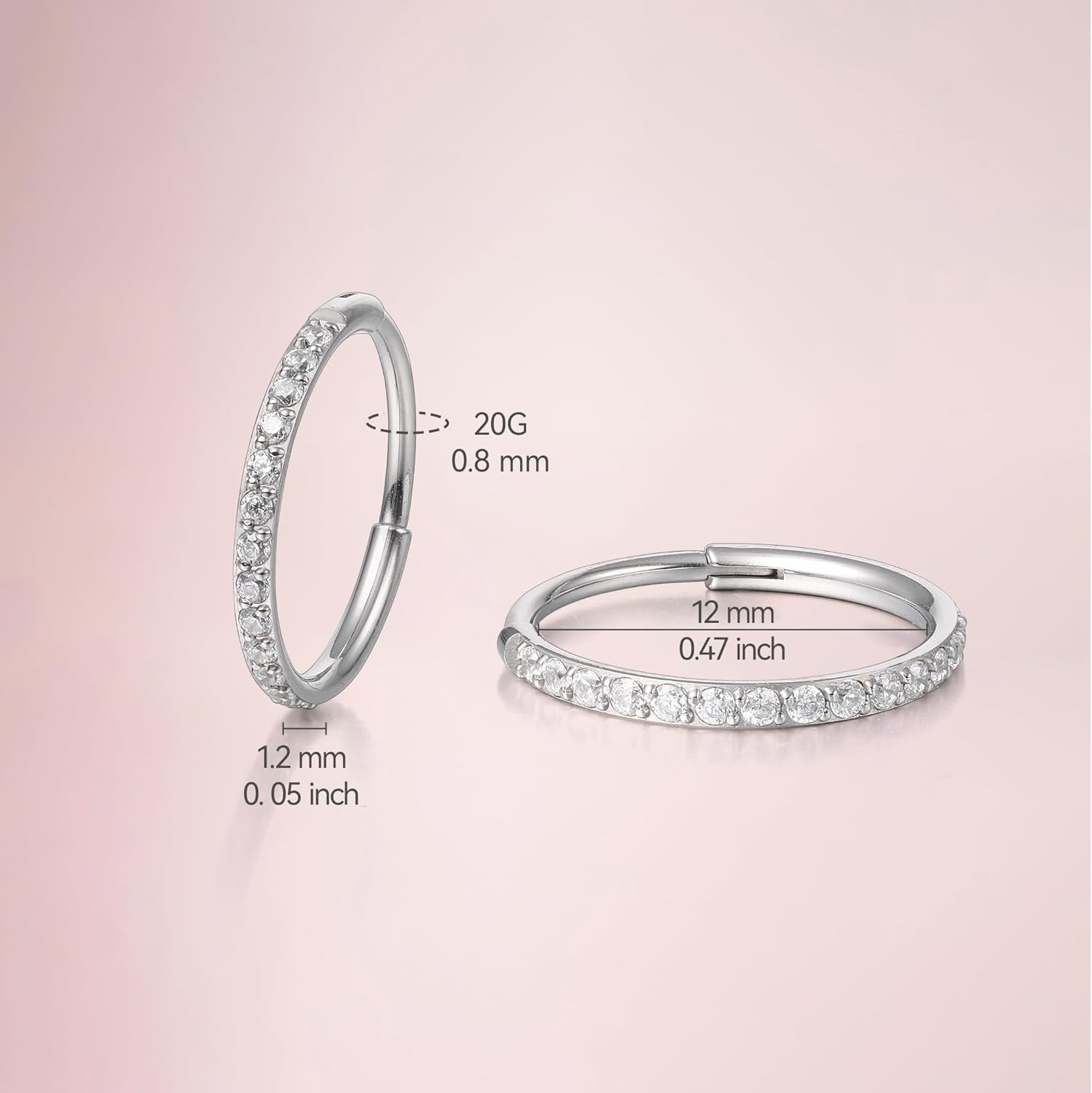 Limerencia G23 Titanium Slim Huggie Hoop Earrings, Hypoallergenic F136 Implant Grade Pure Titanium for Girls Sensitive Ears