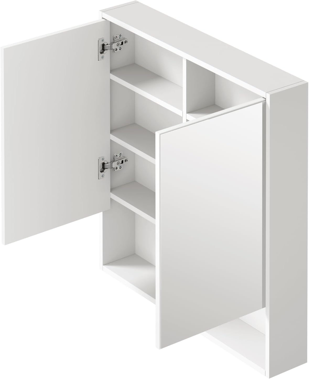 OIKITURE Bathroom Mirror Cabinet with 16 LED Lighted Colours, Bathroom Cabinet with Closed and Opened Wall Mount Storage Shelves, Cupboard Shower Mirror, White, 75&times;75Cm image number 5