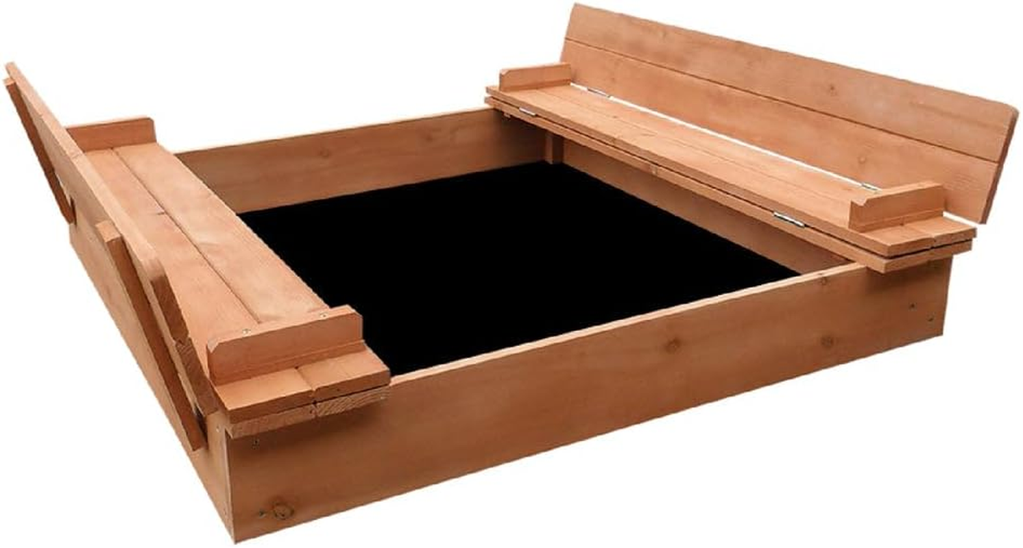 Keezi Kids Sandpit, Wooden Water Table Sand Pit Play Toys Sandcastle Garden Patio Beach Activity Outdoor Toy Games, with Ground Sheet Foldable Seat Rounded Corners Nature Wood image number 6