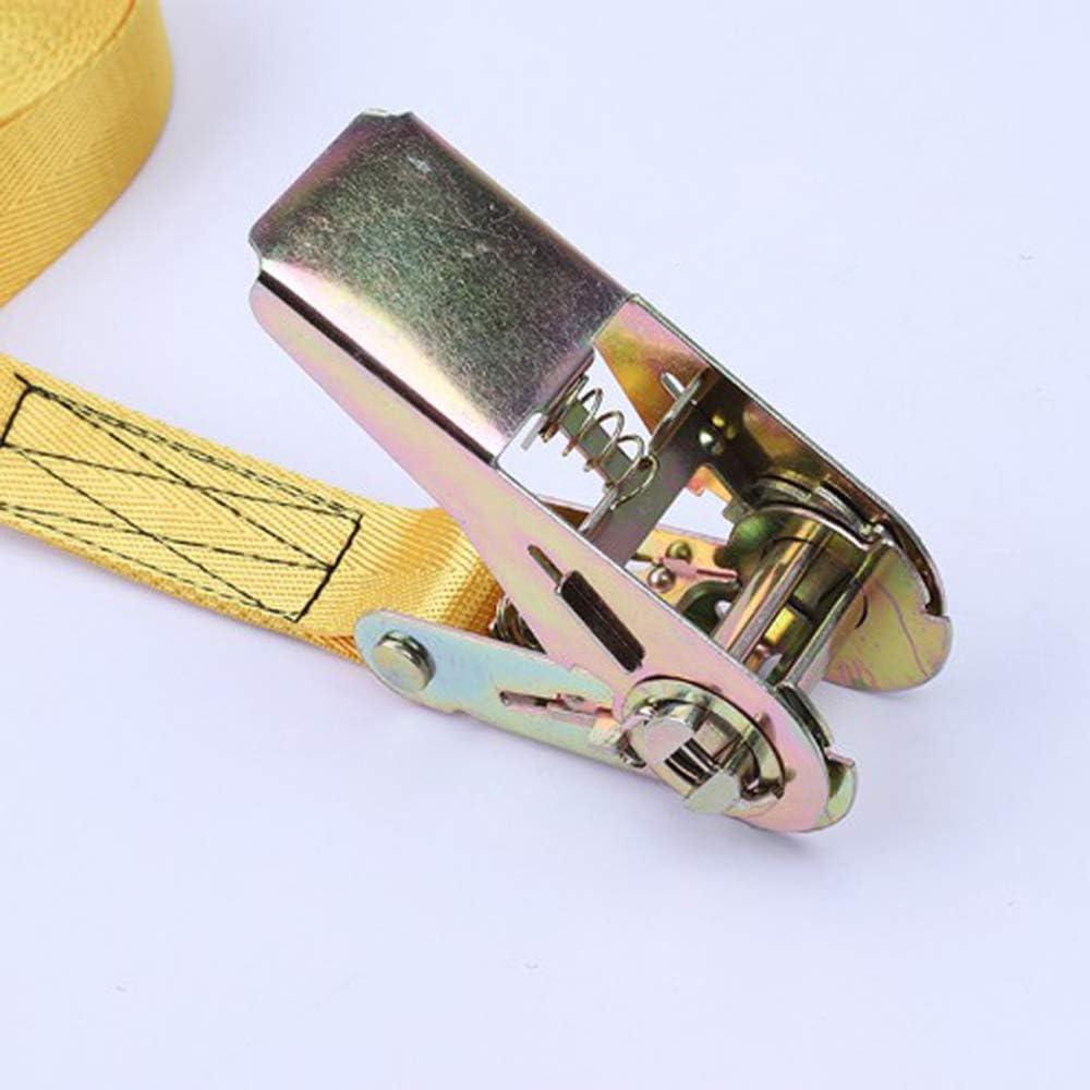25Mm*7M Ratchet Tie down Strap with Metal Buckle Heavy Duty Tensioning Belt 800KG Yellow image number 4