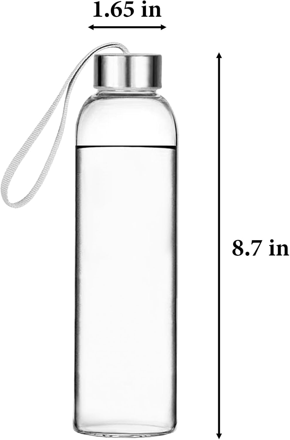 6 Pcs Glass Water Bottle Set,18Oz/500Ml Clear Glass Drink Bottles with Stainless Steel Lids Reusable Leak Proof Drinking Bottles for Home, Office, Gym & Outdoors image number 3