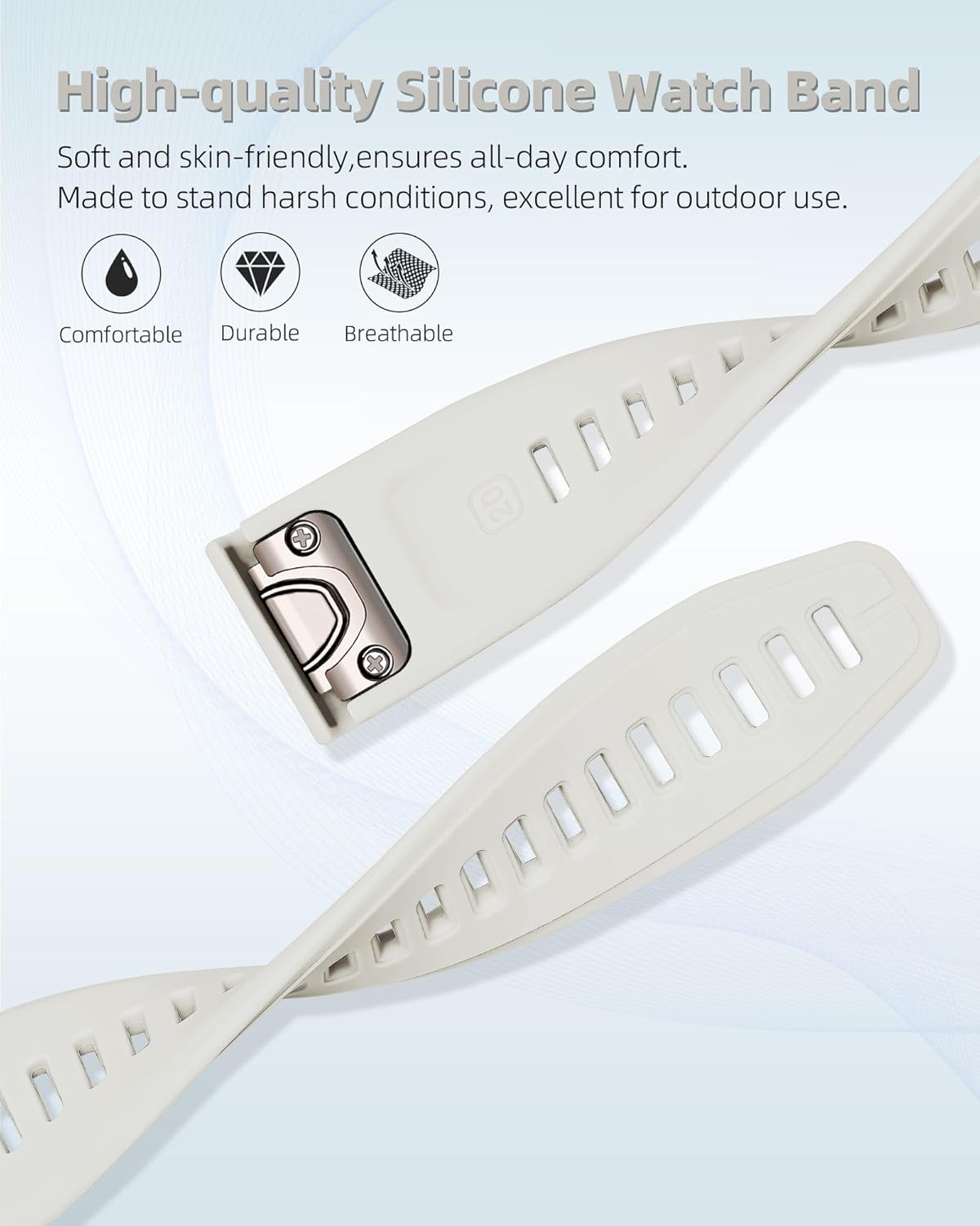 PCAVO 20MM Watch Band for Garmin Fenix 5S 6S 7S Pro Solar Quick Fit with Light Gold Buckle Soft Silicone 20 Bands Replacement for Garmin Epix Pro Gen 2 42Mm Descent Mk2S/3/3I for Women image number 6