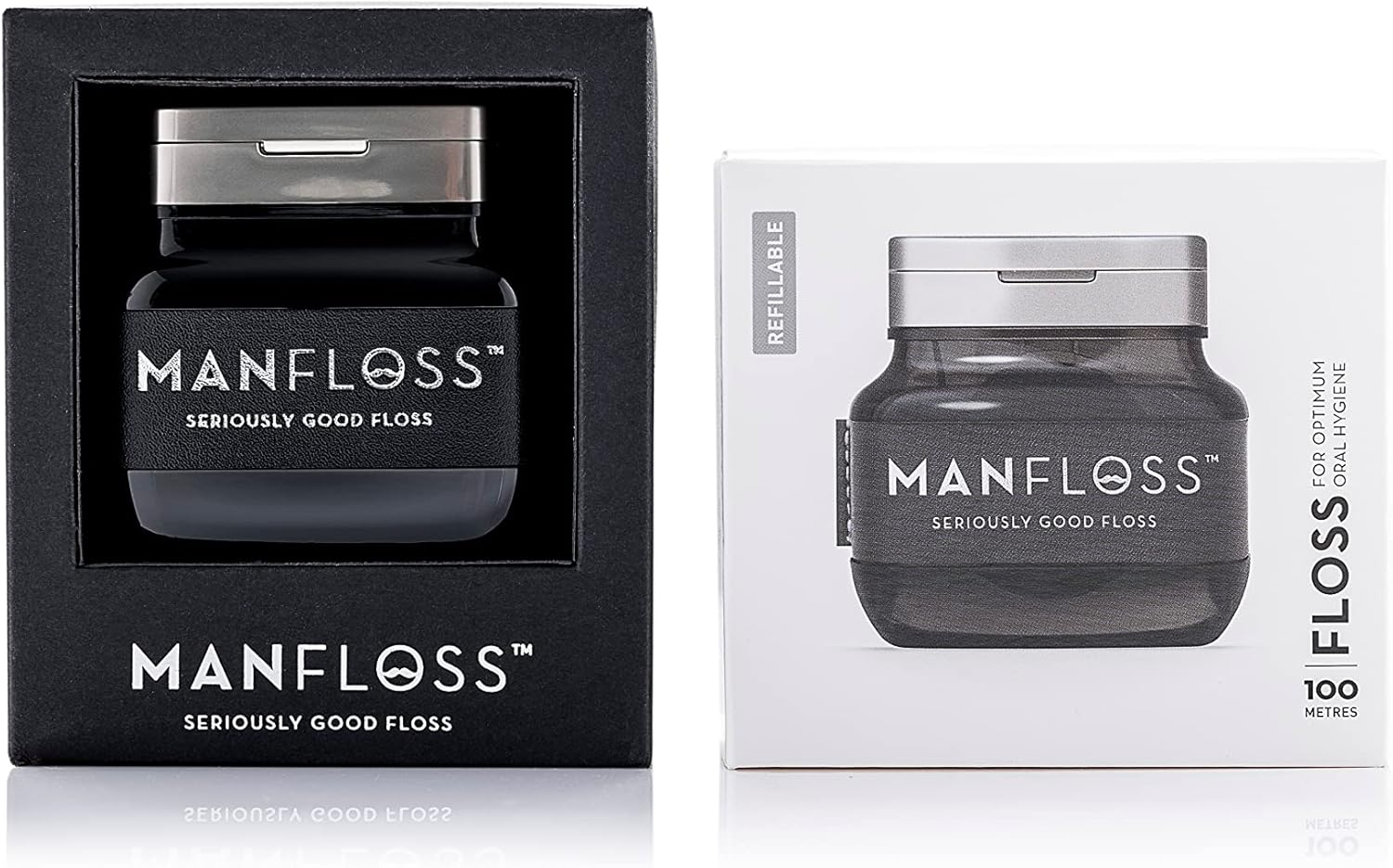 Manfloss Dispenser: 2 X 50M Rolls Black Dental Floss Tape - Seriously Good Floss image number 2