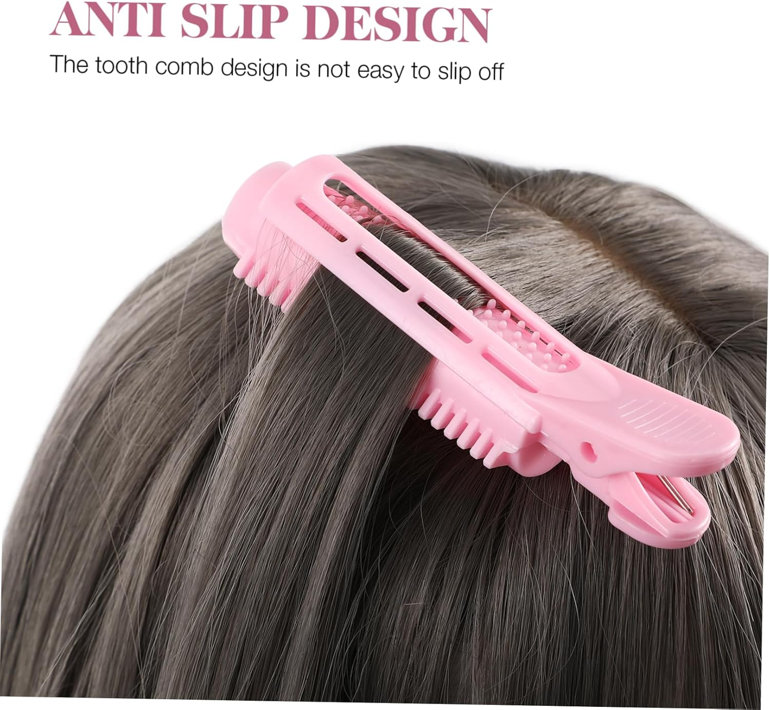 DEARMAMY 10Pcs Pink Hair Rollers for Bangs and Volume Root Clips for Curly Hair Self-Adhesive Roller Jaw Clamps and Sectioning image number 6