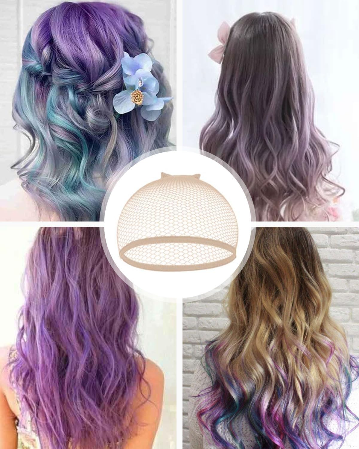 AORHOFJ Hair Net for Wigs, Wig Cap, 6 Piece Wig Cap Set, Nylon Wig Caps, Wig Caps, Wig Net, Undercap, Stretchable, Elastic, Breathable, Beige, Hair Net for Wigs, Wig Accessories image number 3