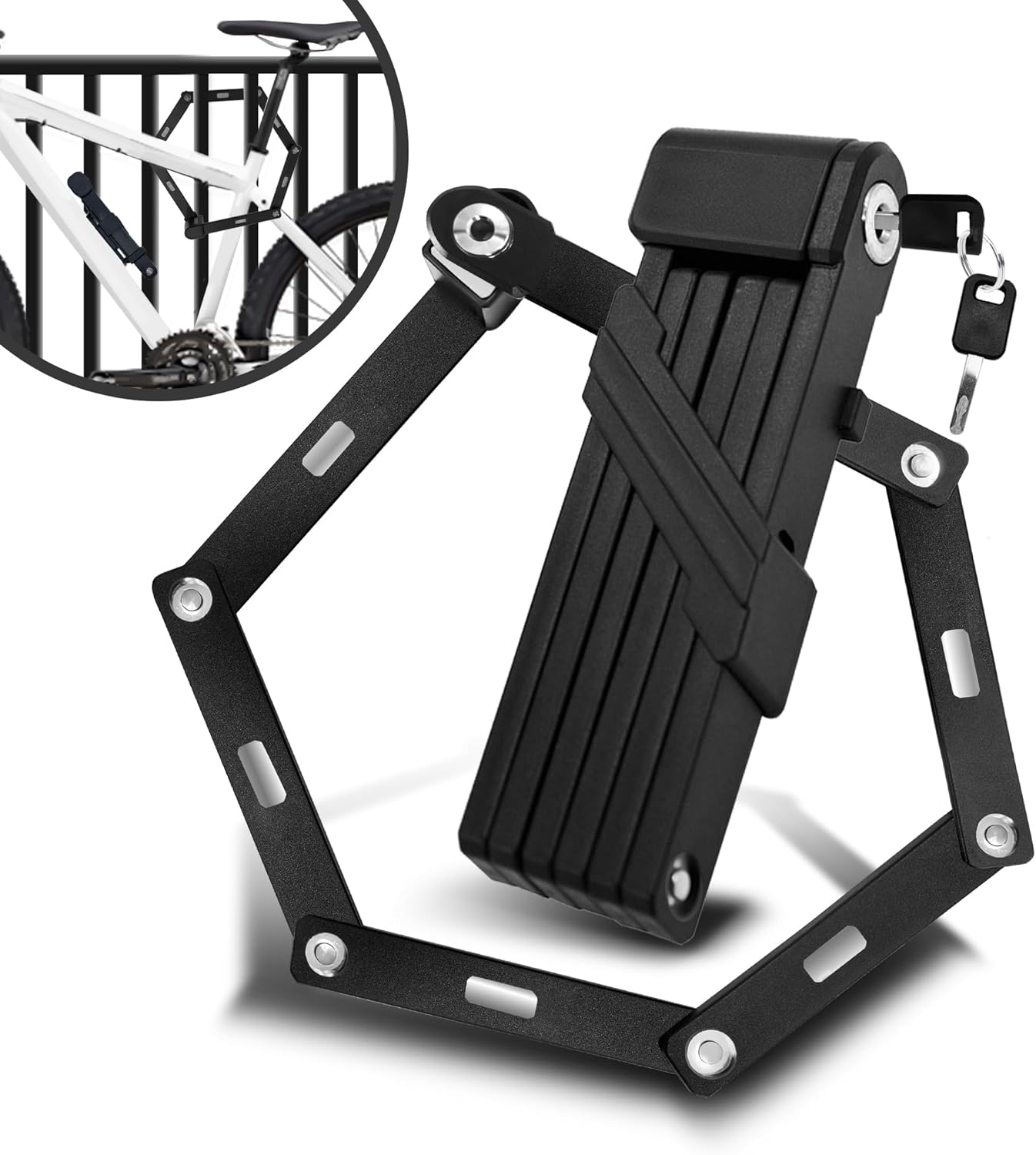 Folding Bike Lock, Bike Locks Heavy Duty anti Theft with 2 Keys and Mount Compact Lightweight High Security Foldable Bicycle Lock for Ebike, Motorcycle and Electric Scooter image number 2