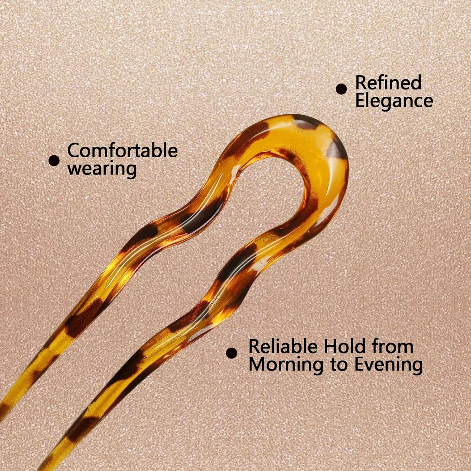 Iirlvior Pack of 5 Vintage U-Shaped Hairpins, Durable Hold Hair-Friendly Elegant Design, Secure Hold for Bun and Updos, Lightweight and Compact for Women and Girls image number 2