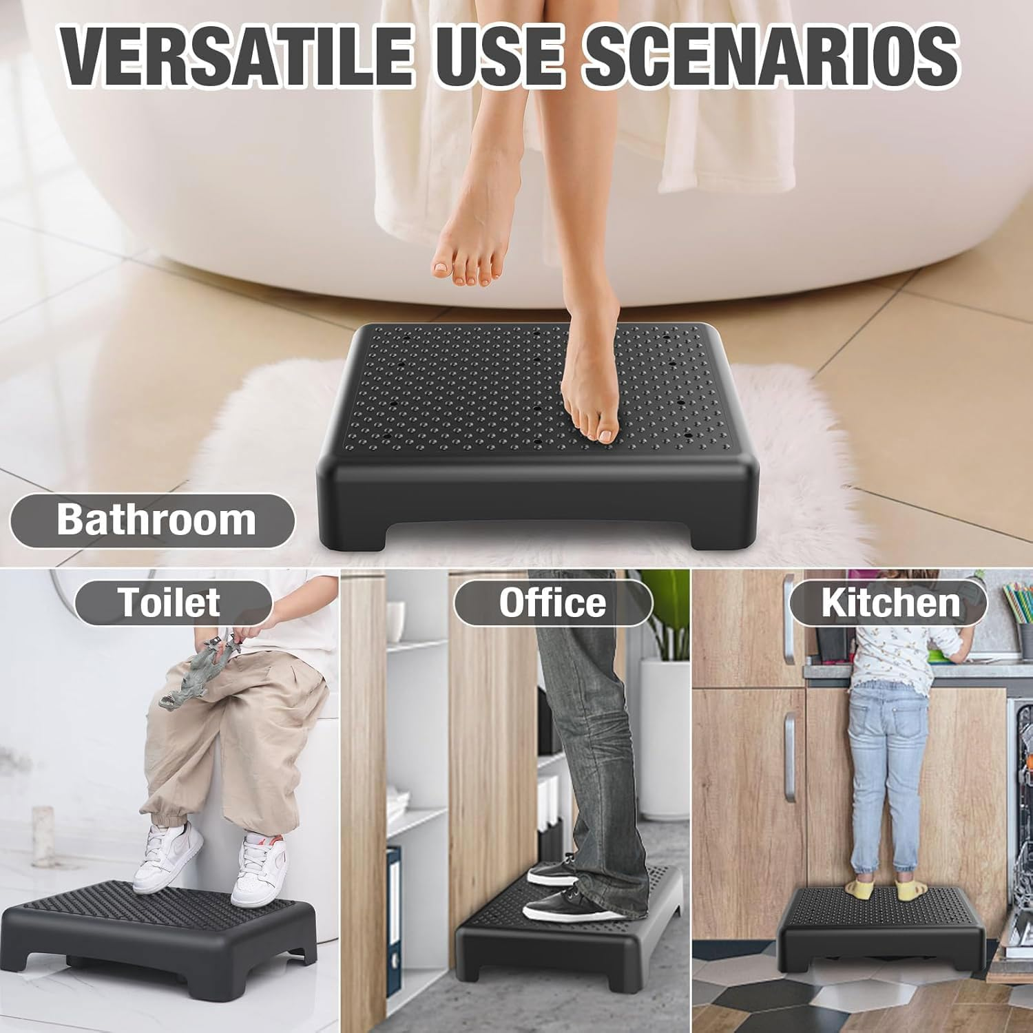 Mobility One Step Stool for Adults & Seniors, Step Stool, Non-Slip Step Platform Indoor and Outdoor, Portable Step Riser, Safety Step for Car, Bedside, Office, Shower, Stairs (Black) image number 1