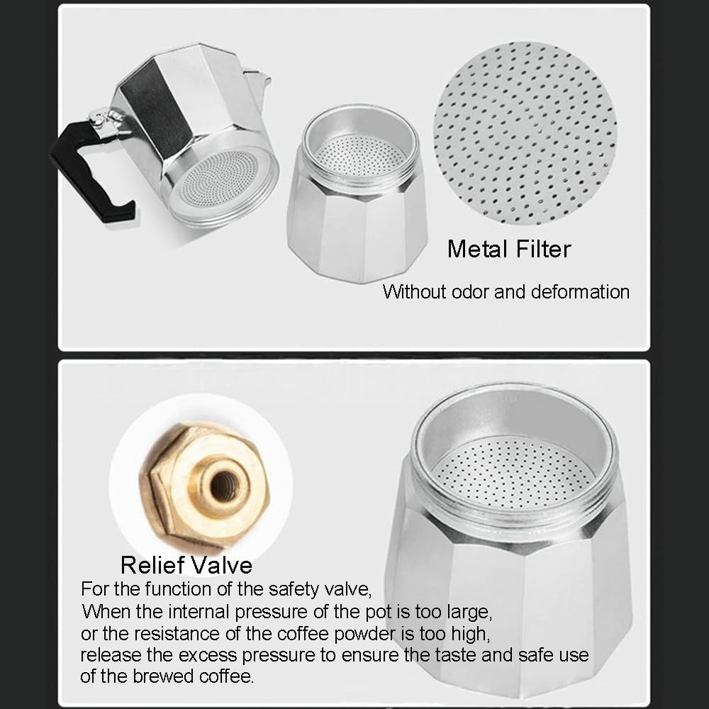 Tongke Moka Coffee Pot Maker, Aluminium Espresso Maker for Camping, Stovetop & Gas Hob - Compact Italian Style Coffee Maker, Easy Clean & Gift Ready (6-Cup) image number 6