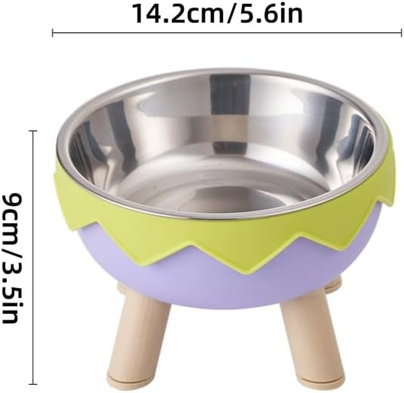 AIMALL Raised Eggshell Pet Bowl for Cats and Small Dogs &ndash; 5.6In Elevated Macaron Colour Stainless Steel Feeding Bowl with Neck Protection and Non-Slip Base image number 6