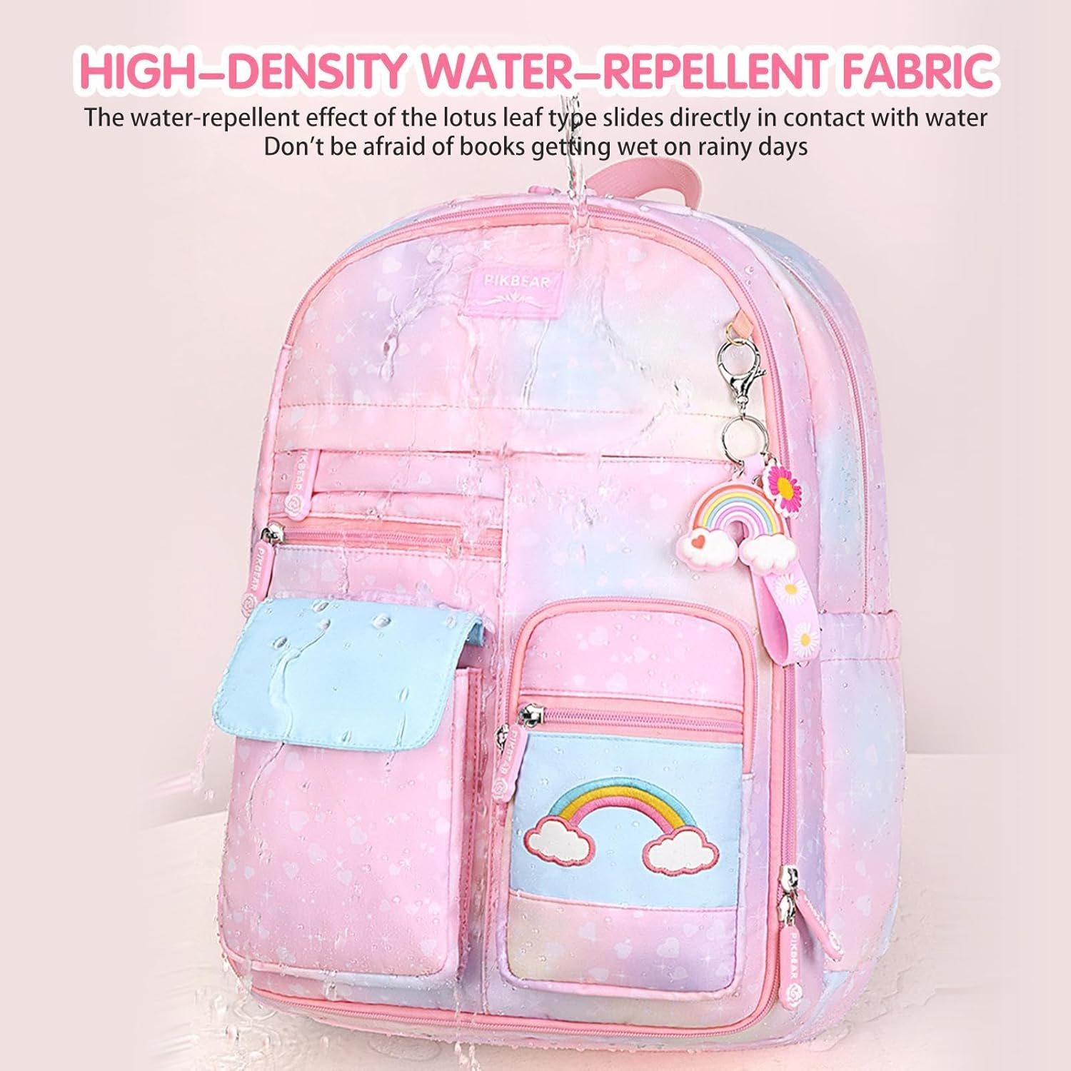 Rainbow Backpack,Rainbow School Bookbags | Laptop Bookbag, Water Resistant Cute Large Capacity Computer School Bag for Girls Teens Students image number 4