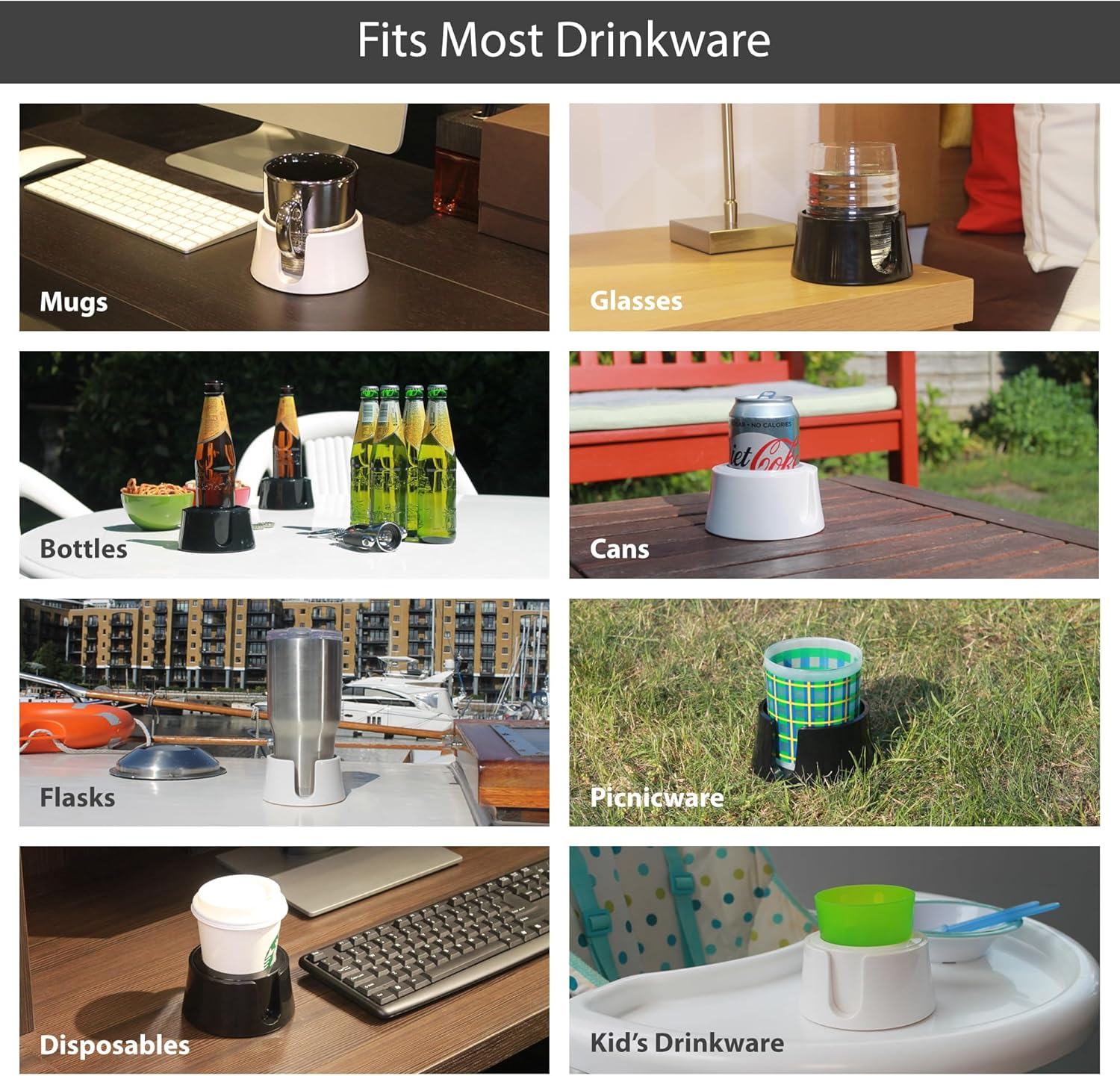 Tablecoaster - the Ultimate Anti-Spill Drink Holder, Jet Black - Black image number 6