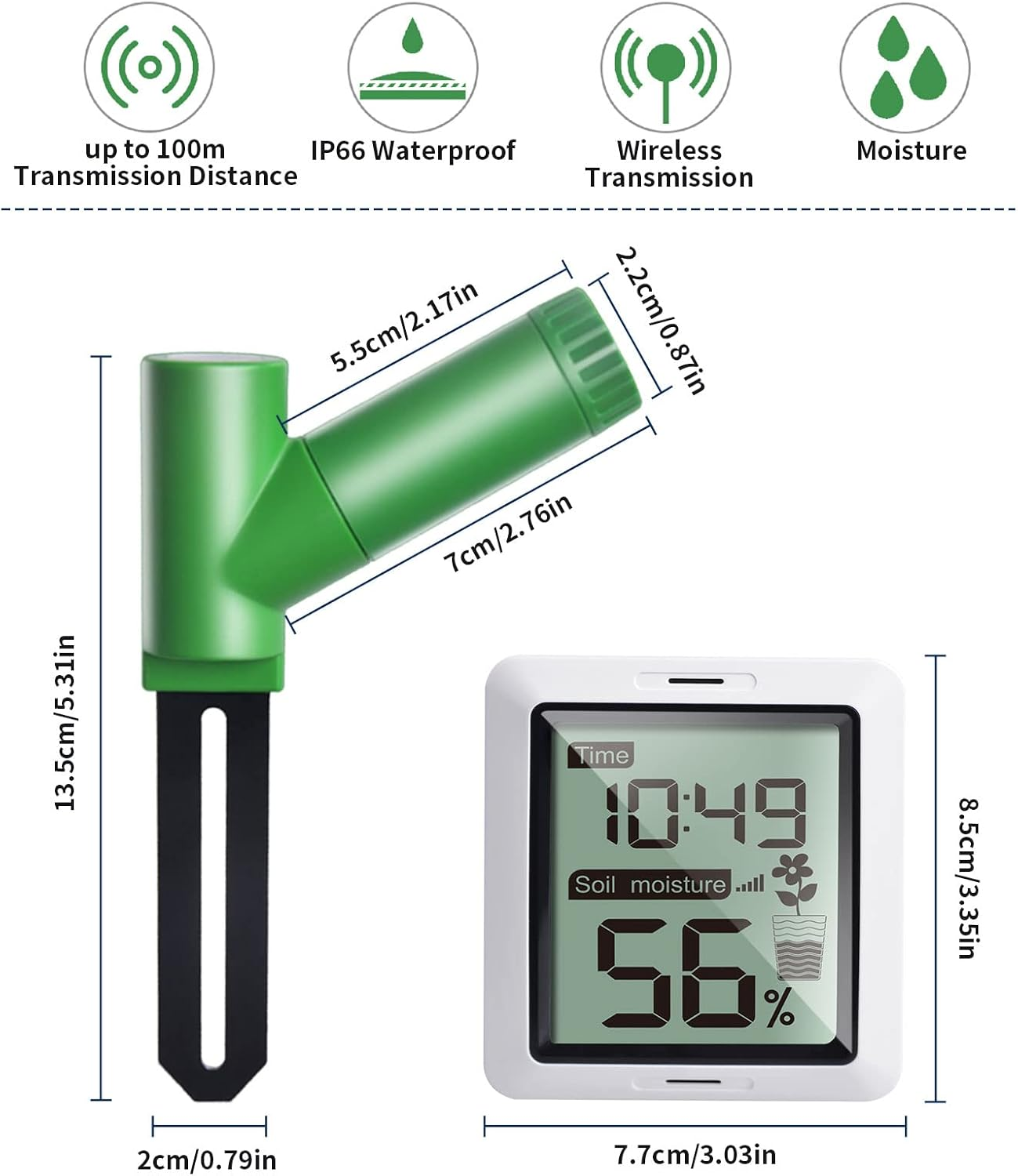 ECOWITT WH0291 Soil Moisture Tester Plant Soil Moisture Sensor Meter with Digital LCD Display, 433 Mhz image number 4