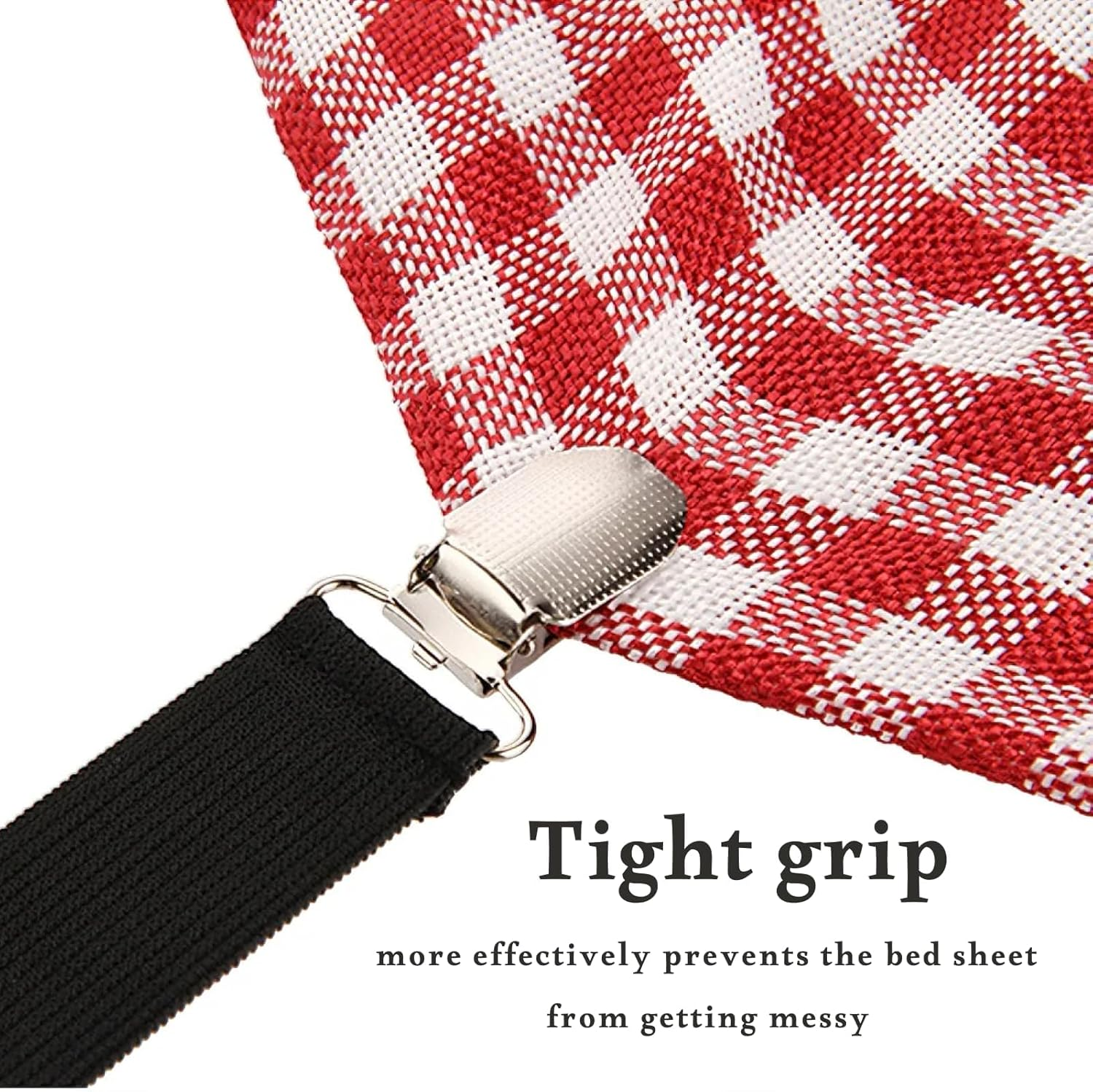 Premium Bed Sheet Straps Set 4 PCS, Adjustable Fitted Sheet Holders in Black, Durable Elastic Nylon with Nickel-Plated Clips, Suitable for Most Bed Types, Keep Sheets Securely in Place image number 2