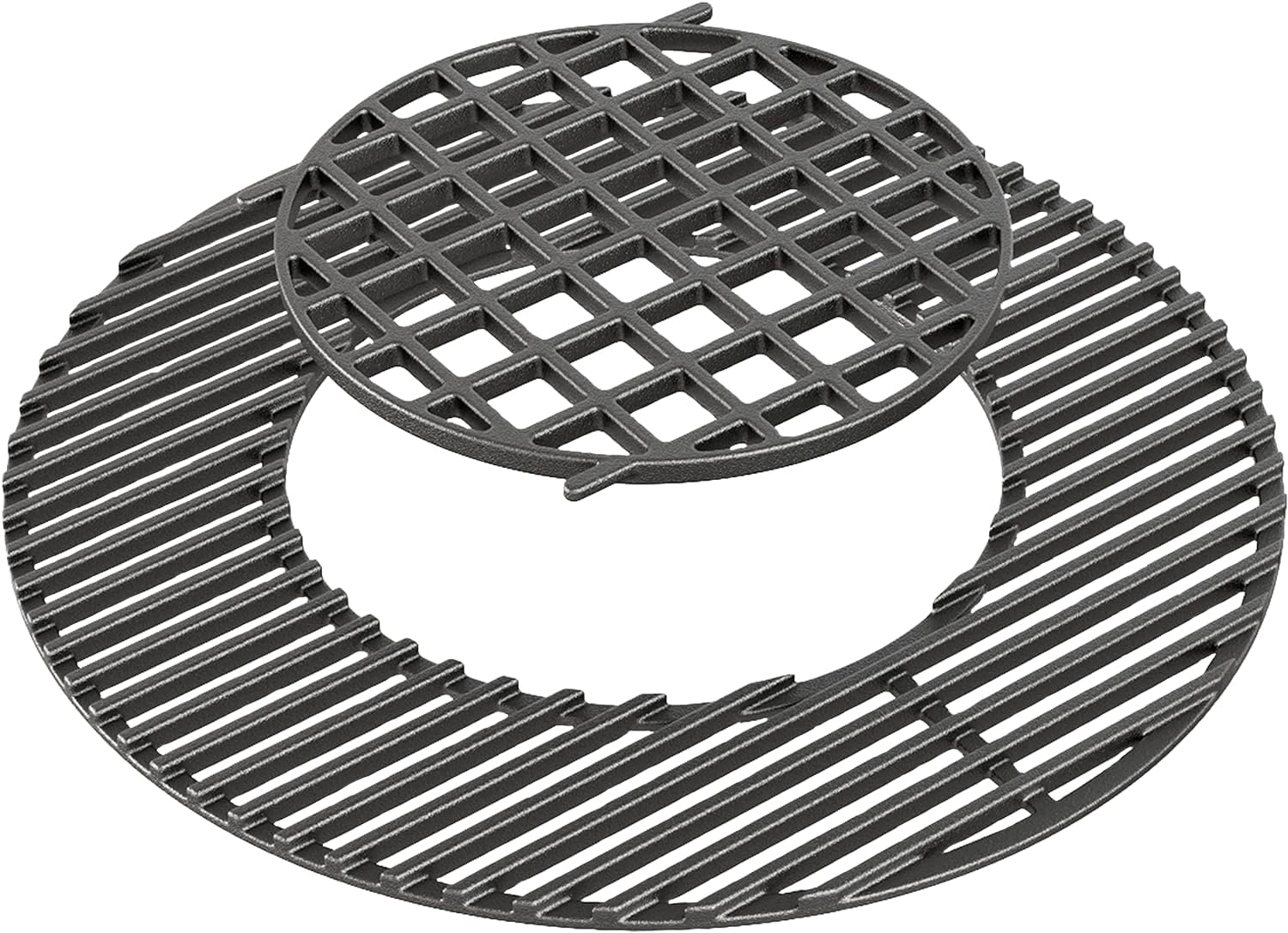 CAMPAQUIP 22" Cast Iron Cooking Grate with Removable Insert - Heavy-Duty BBQ Accessory | Hinged Sides | Removable Centre Insert | Perfect for Camping, Backyard Charcoal BBQ Grill and Outdoor Cooking