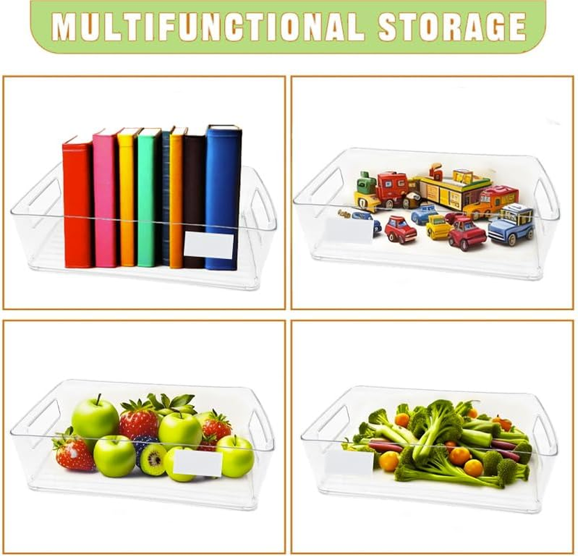 8 Pack Pantry Organization and Food Storage Bin,Stackable Clear Plastic Refrigerator Organizer Bins, Cabinet Organization and Storage for Fridge, Kitchen, Cabinet, Bathroom and Office，Send Stickers image number 4