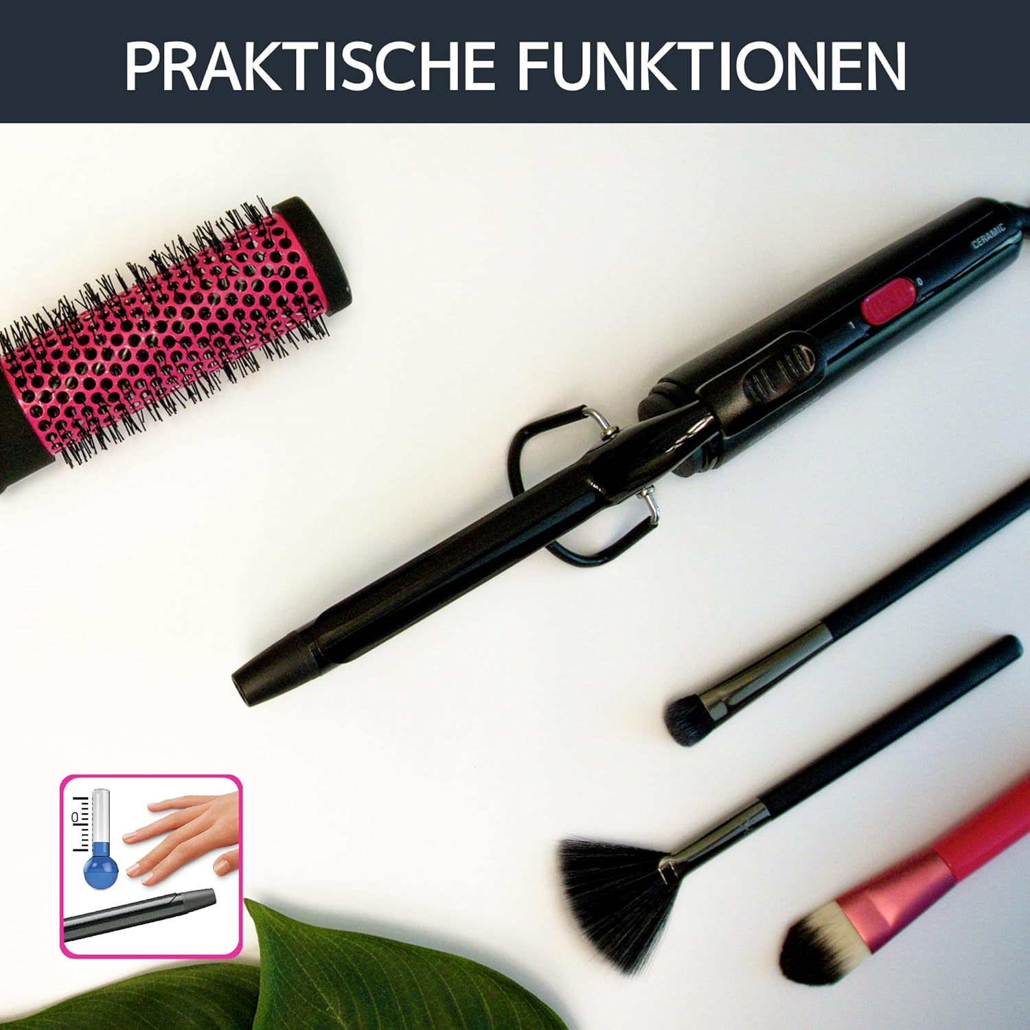 Rowenta CF2119 Curling Iron | 16Mm | Fixed Curls | Ceramic Coating | Soft Heat | Cool Tip | 360&deg; Rotating Cable | Safe Use | Black/Pink, Black/Red image number 3