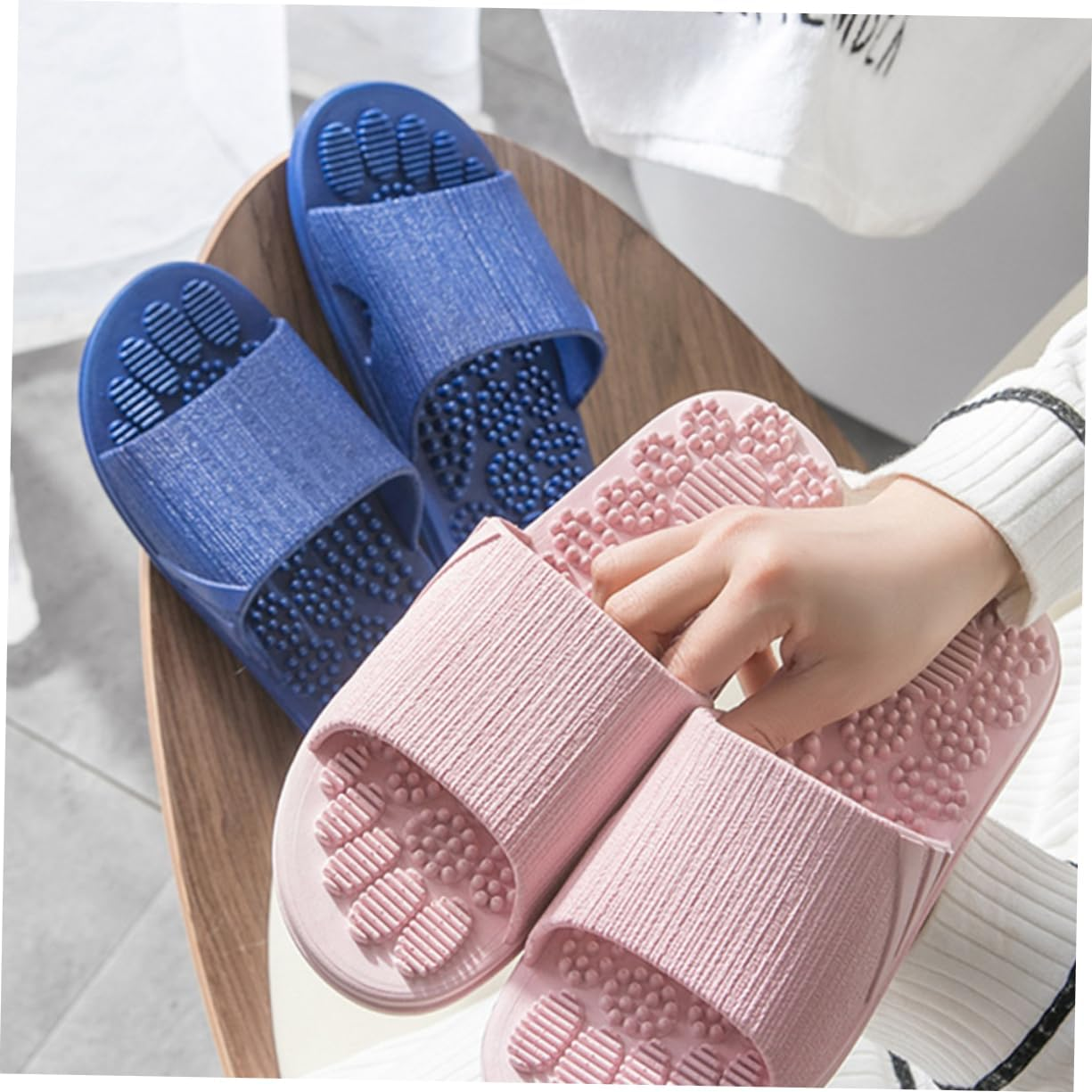 Healvian Beach Slippers Slipper Slippers Plantar Slipper Stone Slippers Massage Sandals Reflexology Massage Slippers Acupoint Massage Slippers Blue image number 1