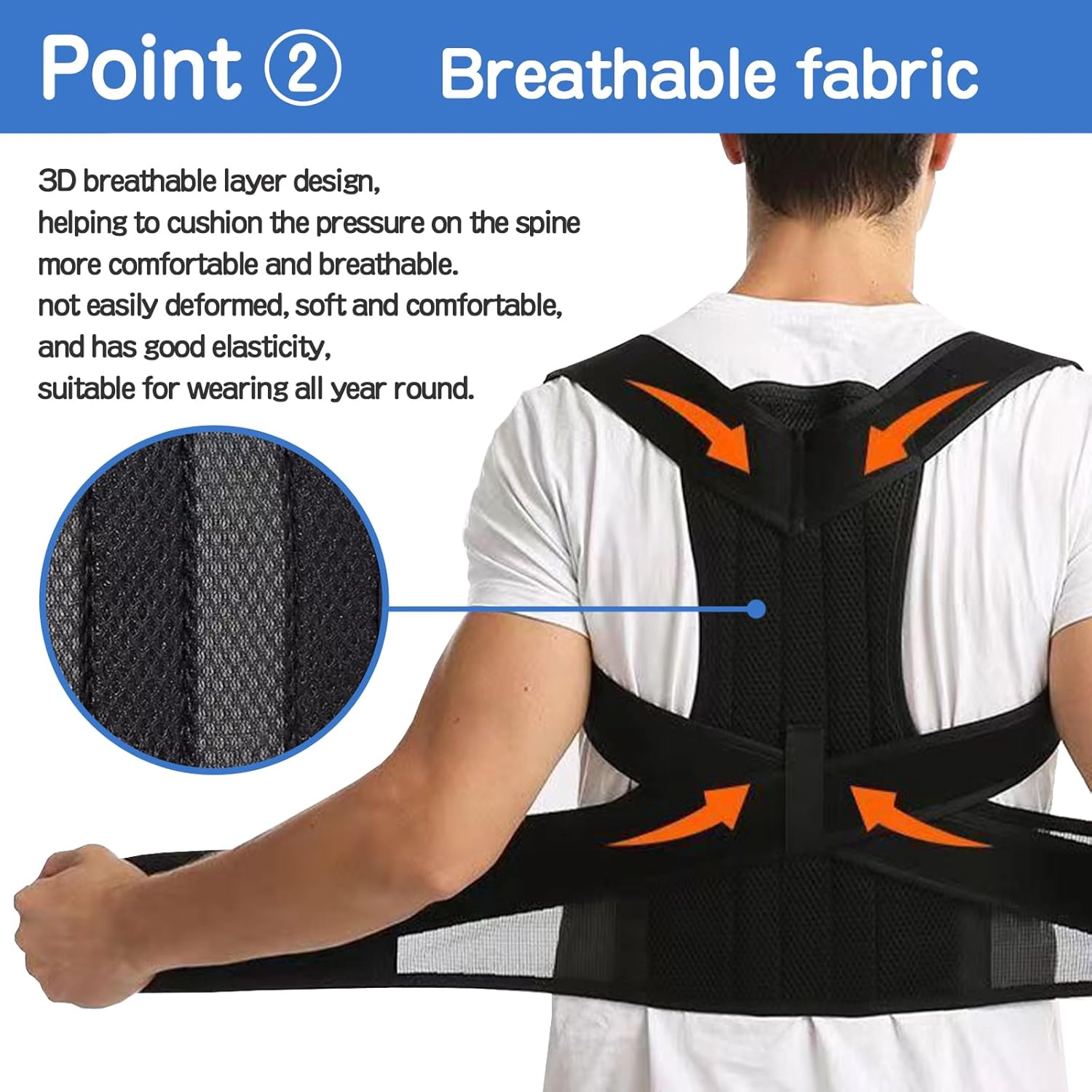 Back Brace for Man and Woman,Breathable Back Straightener,One-Piece Design,Adjustable Posture Trainer (S) image number 5