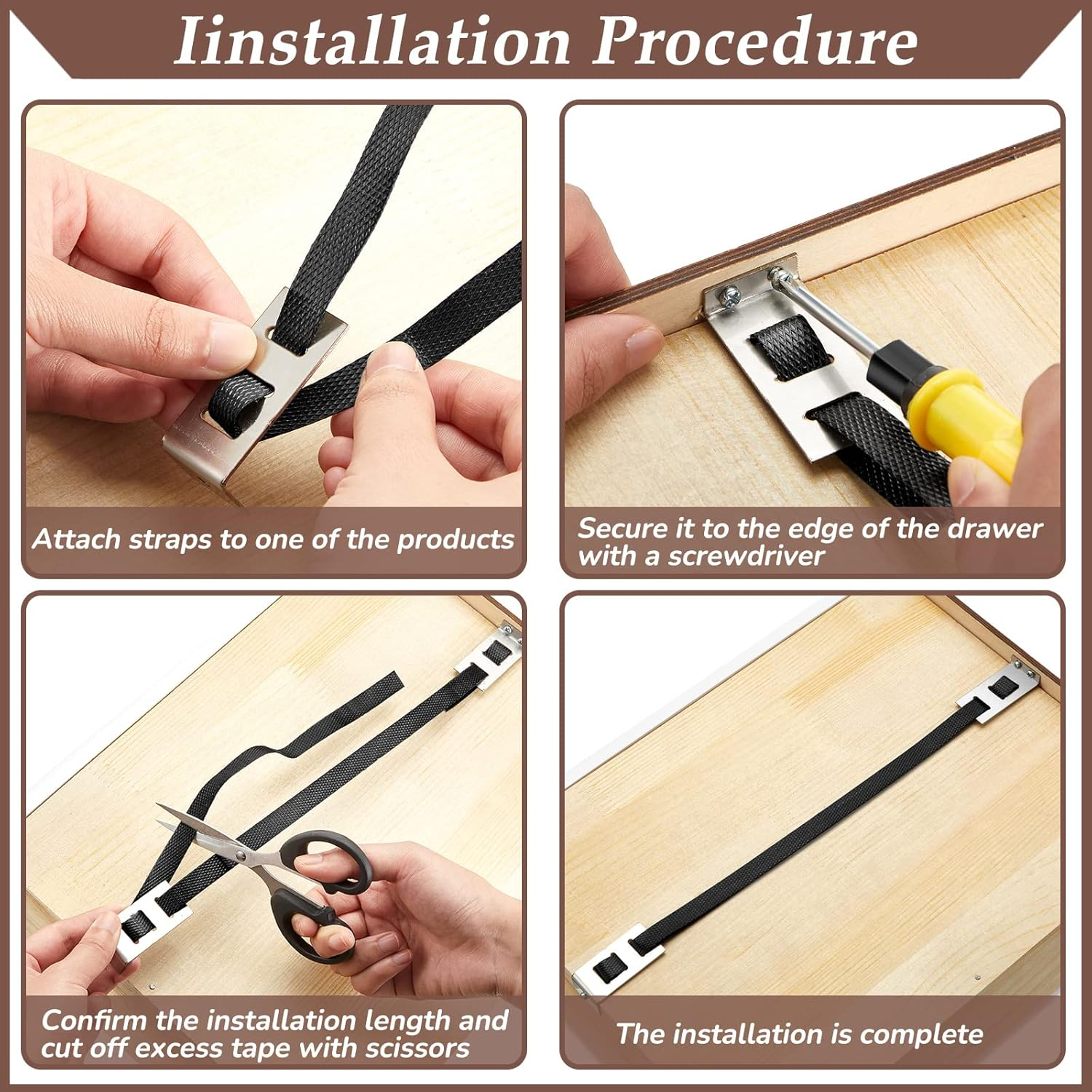 Dunzy 6 Set Drawer Repair Kit Drawer Support Brackets Includes Screws for Reinforcing and Repairing Broken Sagging Wood Drawers Furniture Hardware Accessories