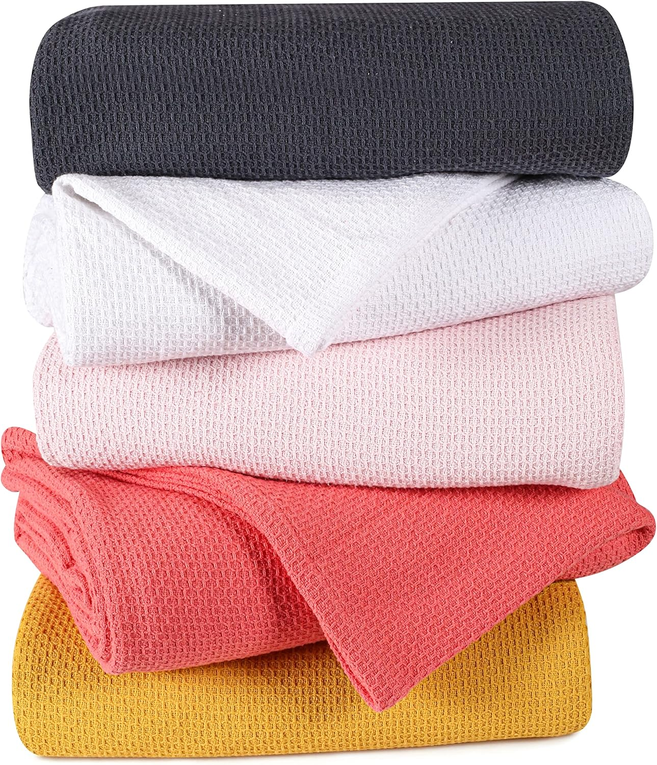 BOUTIQUO 100% Cotton Bed Blanket, Breathable Thermal Blanket King Size, Soft Honeycomb Waffle Blanket 90"X102", Cotton Bed Blanket, Perfect for Layering Any Bed for All Season, Light Grey image number 2