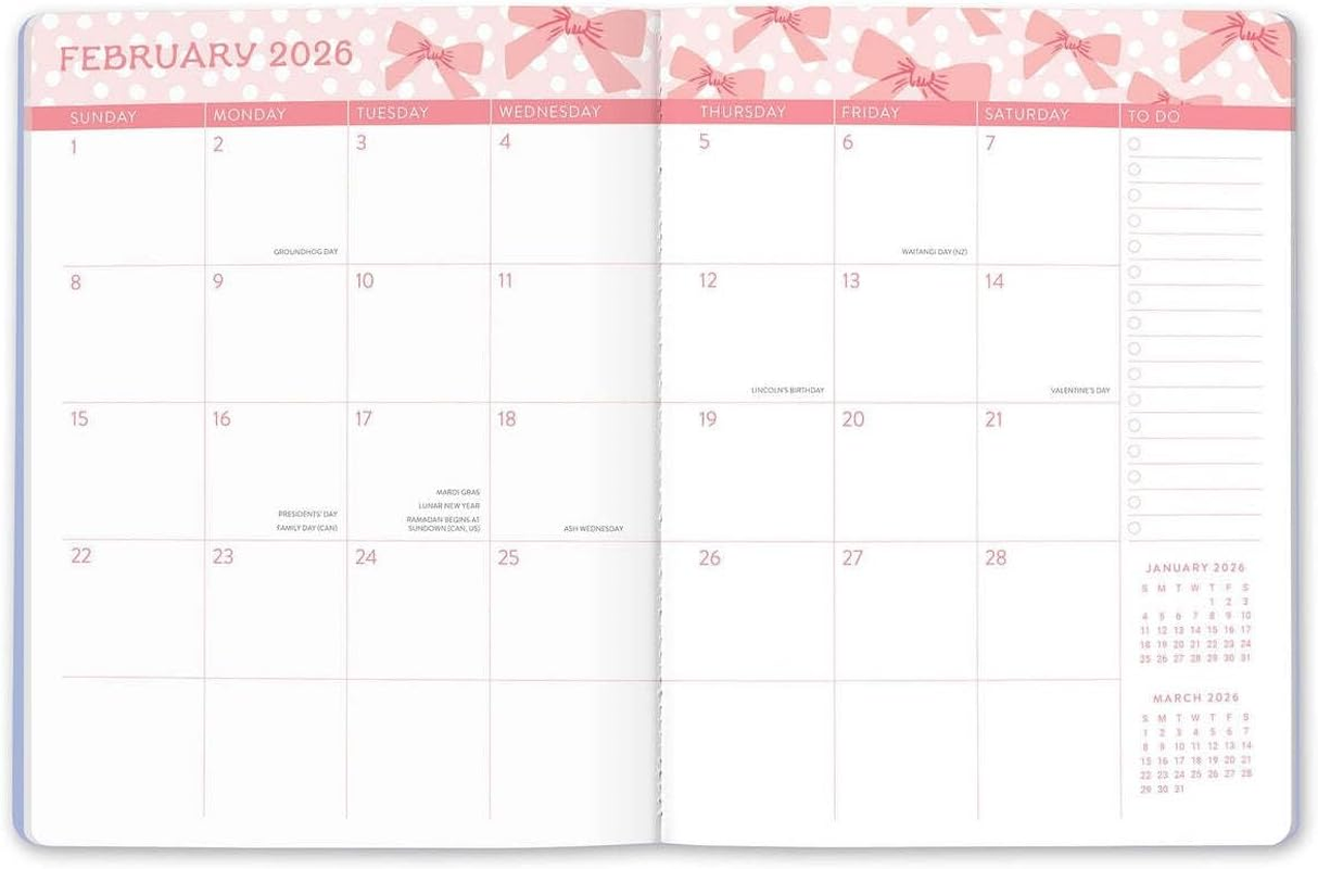 2026 Sweet Bow - Just Right 17-Month Monthly Diary/Planner image number 1