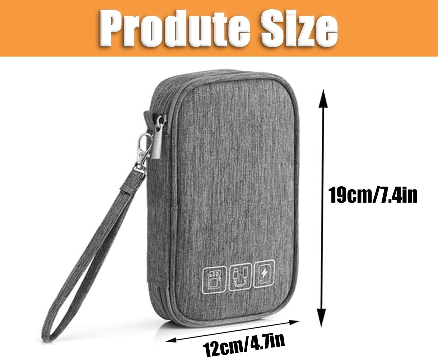 Electronic Accessories Bag, Travel Accessories Gadget Storage Bag Universal Travel Bag for Small Electronics and Cables, Adapter, Battery and More,Power Bank, Mouse,Ipad, Phone (Grey) image number 2