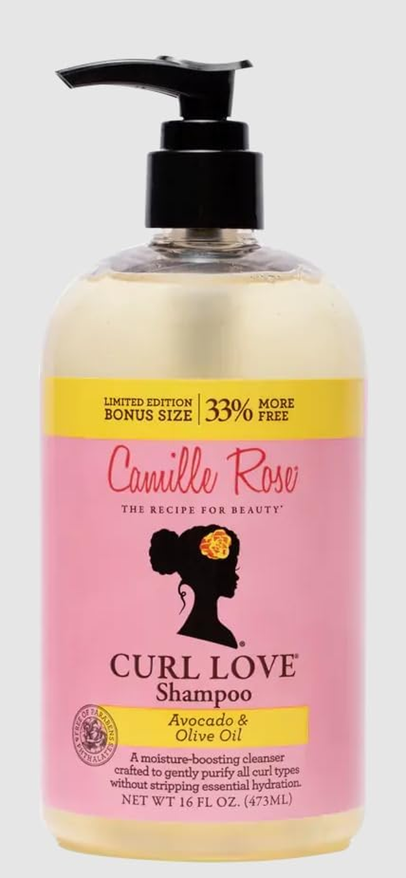 Camille Rose Curl Love Shampoo, with Olive & Avocado Oils and Aloe Leaf Juice to Cleanse, Moisturize and Hydrate, for All Hair Textures, 16 Fl Oz