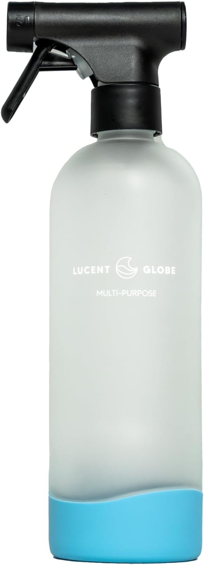Lucent Globe Multipurpose Spray Bottle &ndash; 500Ml Frosted Glass with Non-Slip Silicone Base (Blue) &ndash; Refillable & Reusable for Cleaning Sheet Refills. image number 2