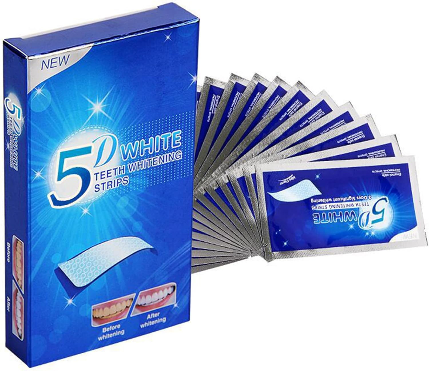 Teeth Whitening Strips 5D 14 Sets 28Pcs for Removing Smoking Coffee Stain Enamel Safe Non-Sensitive Whitening Kits for Home Use