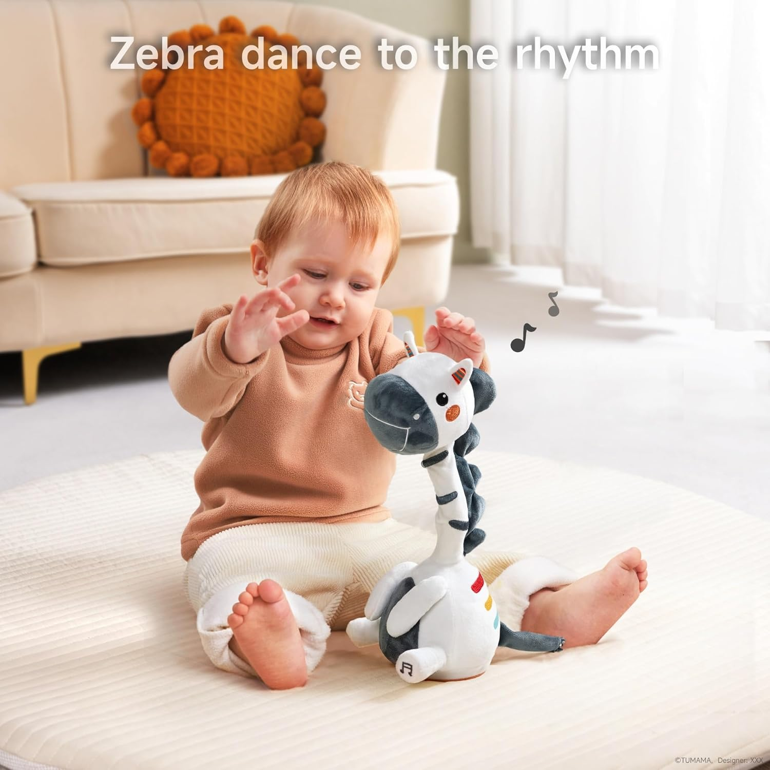 TUMAMA Dancing Talking Zebra Toy, Mimicking Twisting Electronic Soft Plush Toy with Record & Repeating What You Say, Singing Interactive Baby for Toddler Boys Girls Gifts image number 1