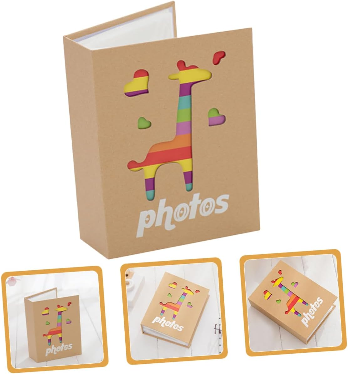 Yardwe Photo Album Scrapbook Album Keepsake Cute Animal Pattern Cover Sturdy Construction 200 Pages 5X7 Inches Keepsake for Baby Boy or Baby Girl Versatile for Photos and Notes image number 1