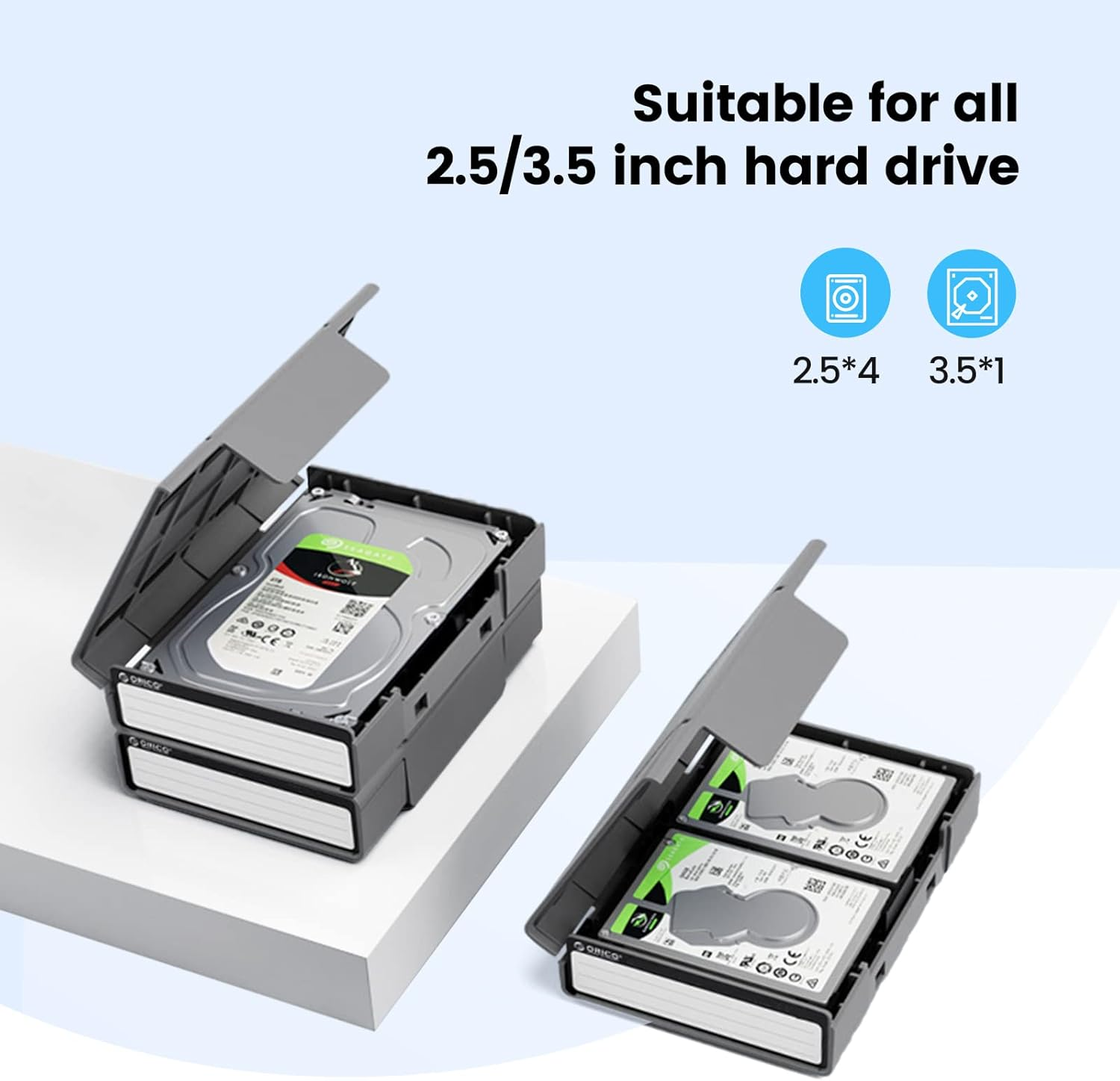 ORICO 5-Pack Hard Drive Carrying Case Protective Box for 3.5/2.5 Inch SSD HDD Portable with Anti-Static,Shockproof and Dust Proof Travel Storage Bag-Php25-5S image number 6