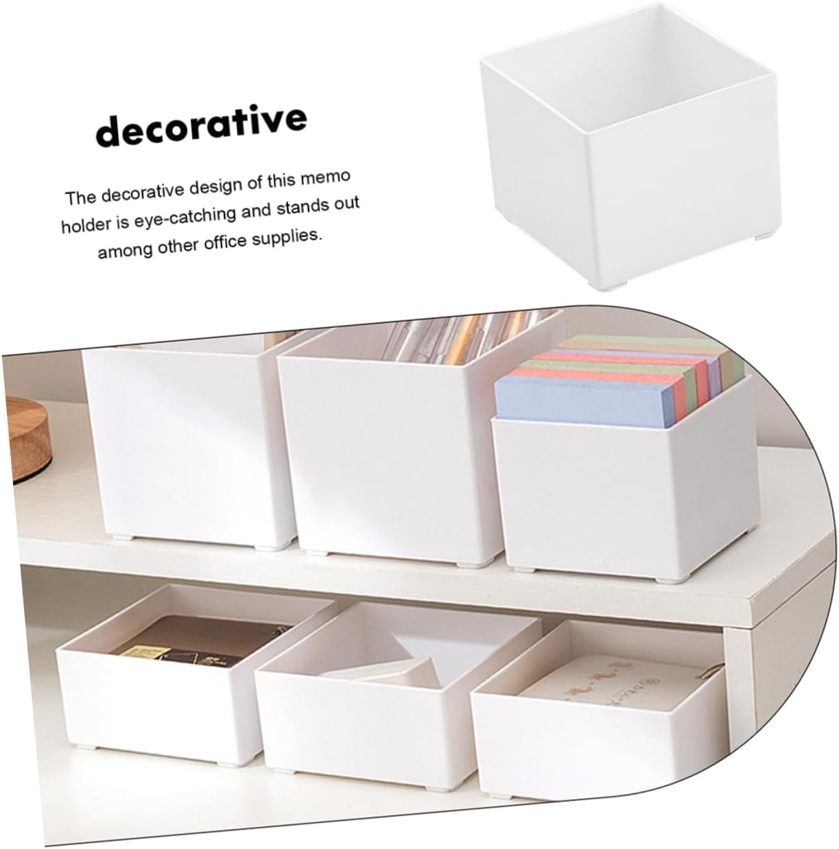 Hohopeti Desktop Memo Pad Holder Organizer Note Storage Box for Office Multi-Functional Memo and Pen Holder Desktop Accessory for Efficient Workspace Management image number 5