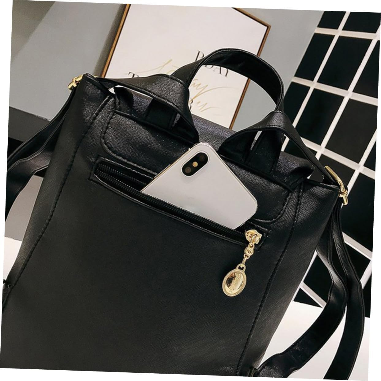 Abaodam Fashion Women Backpack Pu Leather School Bag High School Bag Lightweight Backpacks for Women Adolescent Girls image number 3