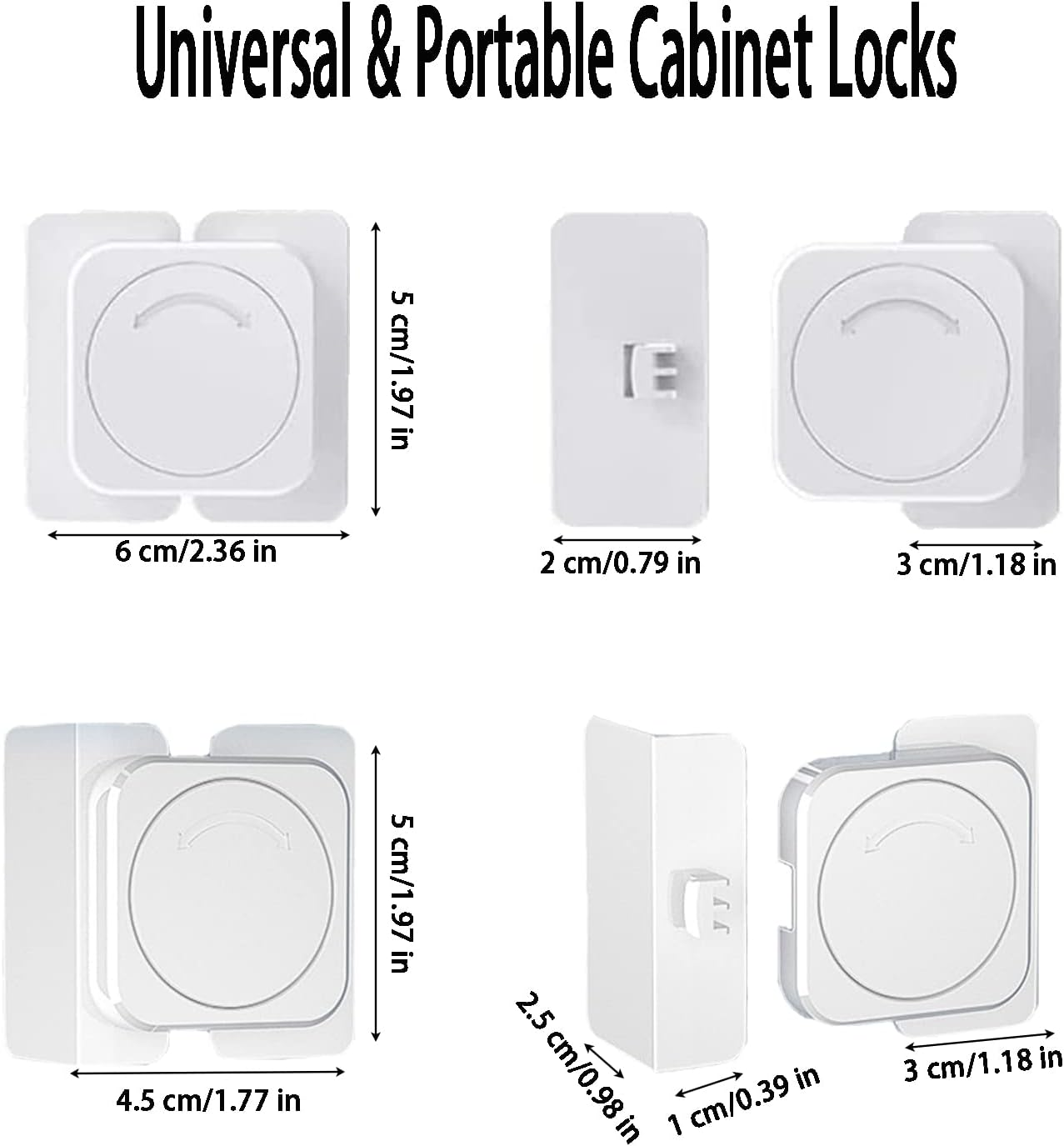 Cabinet Locks(12-Pack) for Babies, Kids and Toddlers Proofing Cabinet Child, Baby Locks Suitable for Cabinets, Drawer and Refrigerator with Easy Installation (White) (8 Flat Lock + 4 Right Angle Lock) image number 6