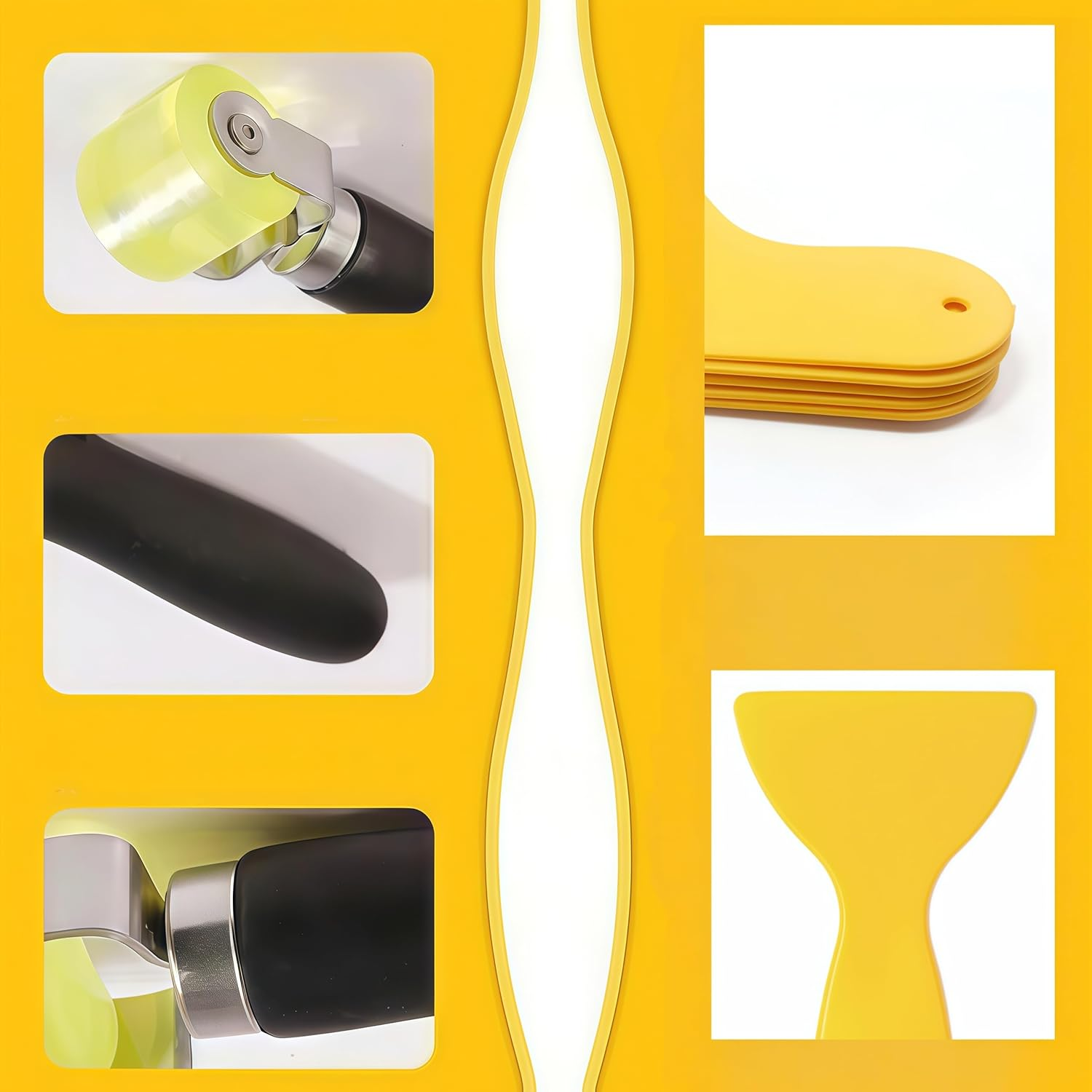 Car Sound Deadening Roller Proof Insulation,With 2 Foil Squeegees,For Auto Vehicle Audio Deadener Application Wheel Roller, Silencer Rubber Accessories