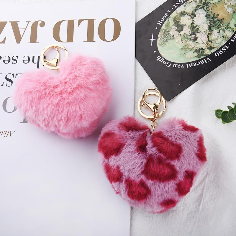 Leopard Print Bag Charms for Handbags Purse Leopard Keychains for Women Girls Animal Lover Heart Accessories for Car Keys