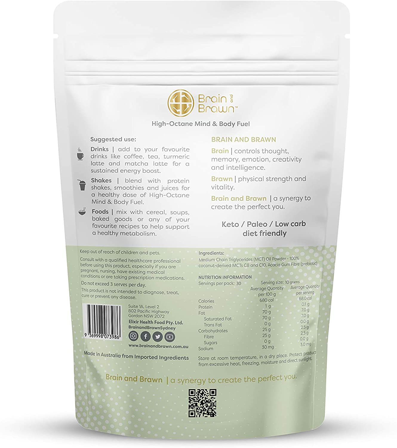 Vegan Keto MCT Oil Powder with Prebiotic Fibre Unflavoured 300G MCT Oil Powder C8:C10 (60:40), Convenient, 100% Pure MCT Oil Powder image number 6