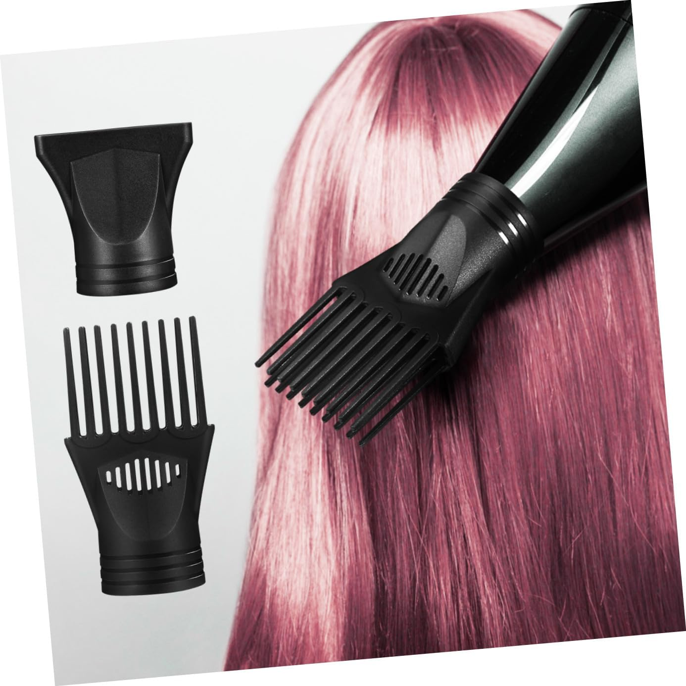 2Pcs Hair Dryer Nozzle Attachments Comb Diffuser for Versatile Styling Plastic Easy Installation for Straight Curly Hair image number 6