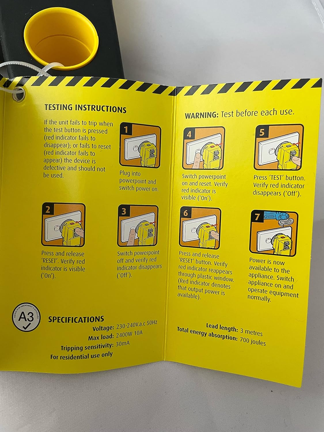 HPM PLUGBOSS 8 Plug RCD Powerboard Residual Current Circuit Breaker Surge Overload Protection 10A D105PBOSSELPA8 image number 1