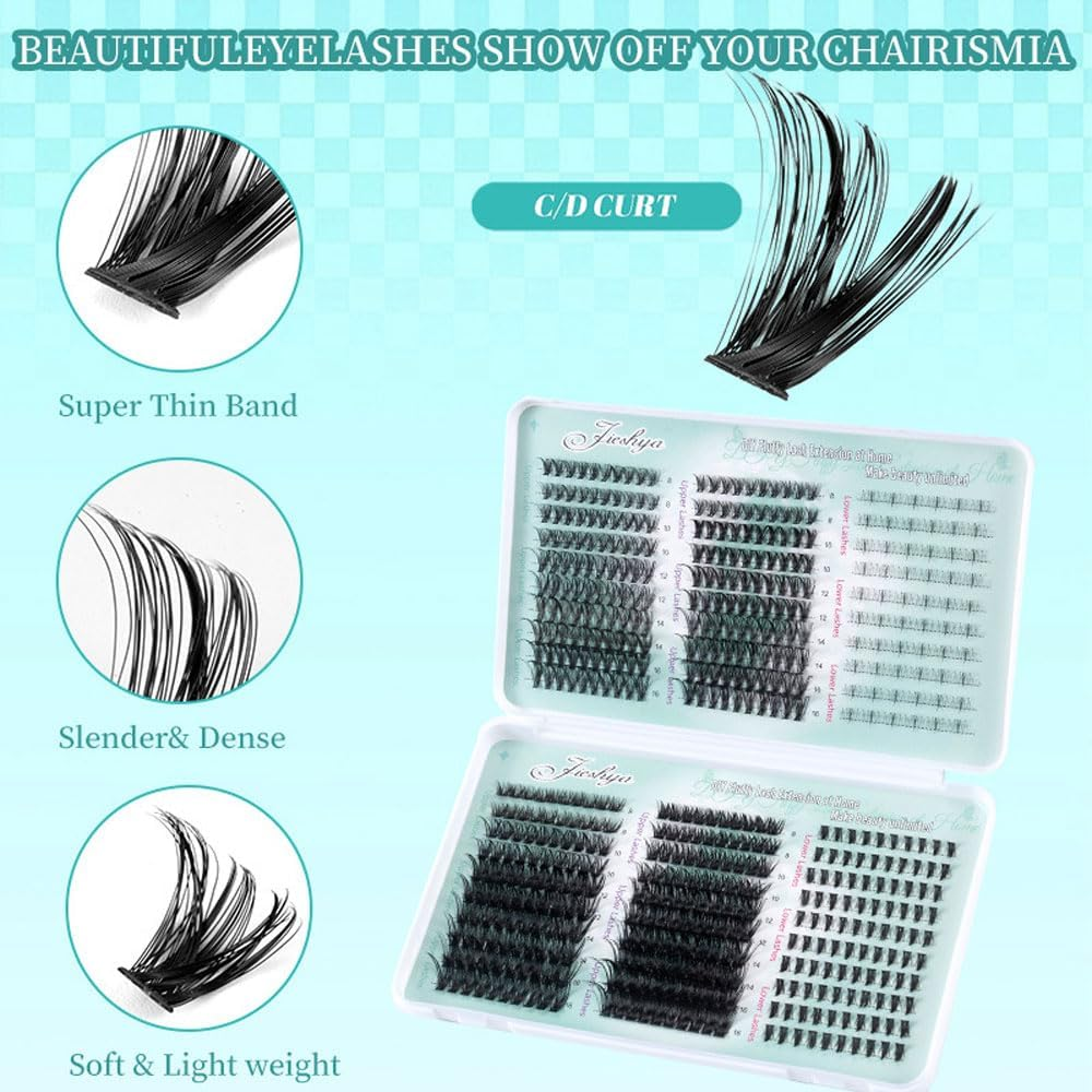 YHIXYUNAZ Natural Lash Clusters Kit Reusable DIY Eyelash Extensions, 30D/40D/60D/80D Fluffy Volume Clusters for Beginners, Cruelty-Free & Hypoallergenic image number 1