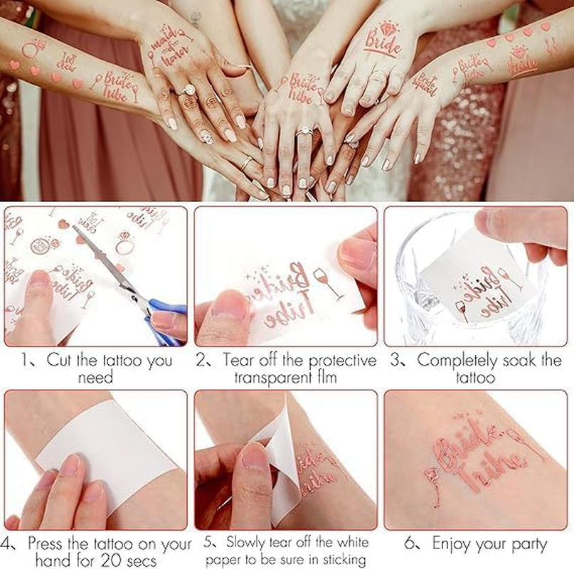 Bride to Be Sash Hen Party Accessories Kit Includes Tiara Veil Comb Temporary Tattoos for Bachelorette Bridal Shower Wedding Fun Hen Party Games Decorations image number 4