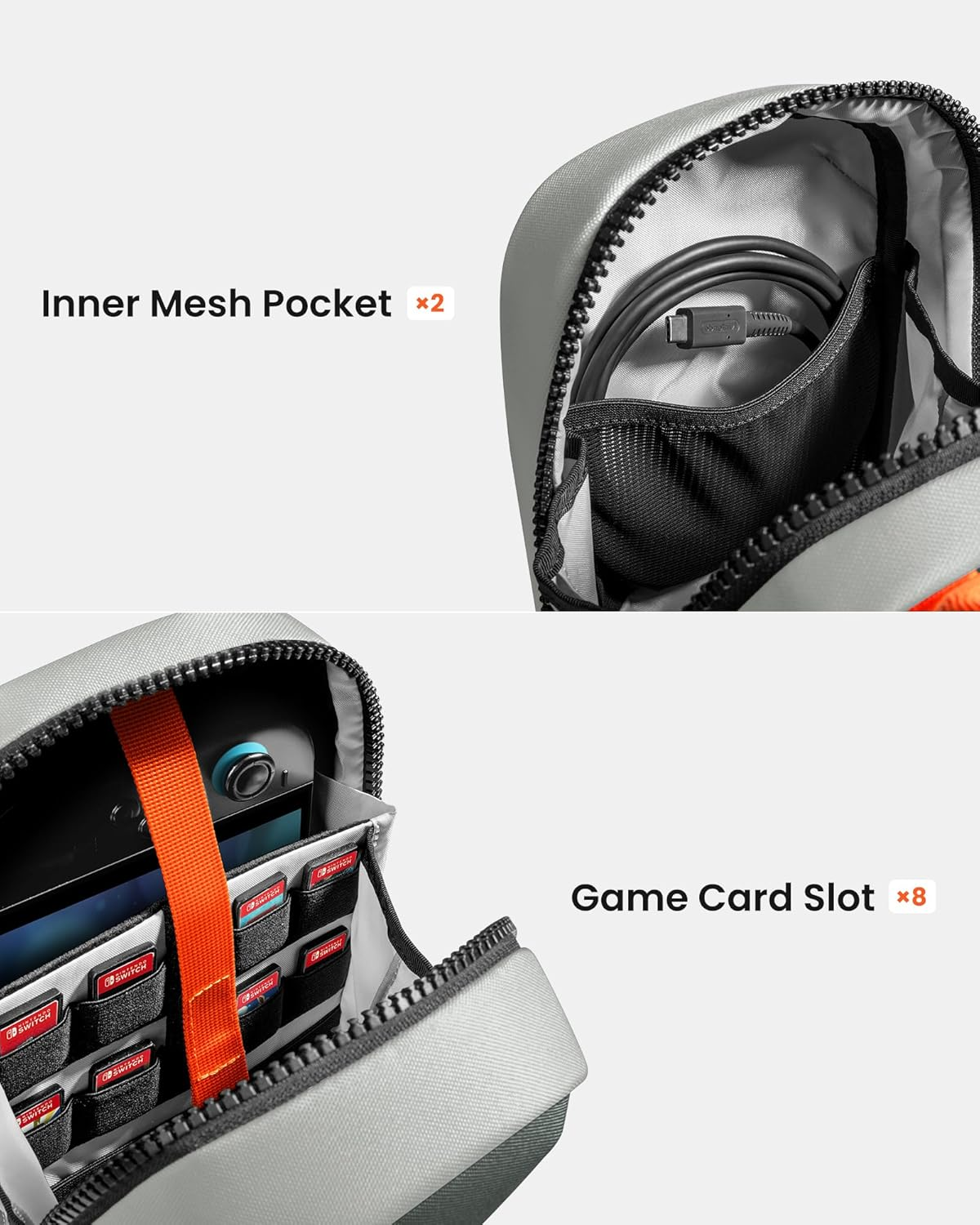 Tomtoc Sling Crossbody Bag for Nintendo Switch 2, Protective Portable Travel Chest Carrying Gaming Pouch with 8 Game Cartridges Slots, Fit Charger and Accessories image number 2