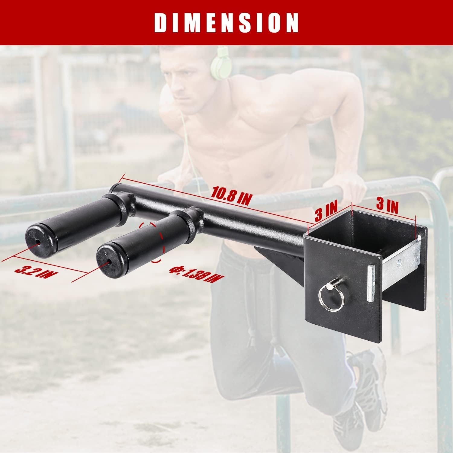 SYL Fitness Dip Bar Attachments for 2" X 2" or 3" X 3" Power Rack - Narrow & Wide Dips Double Handles (Patent Pending) image number 1