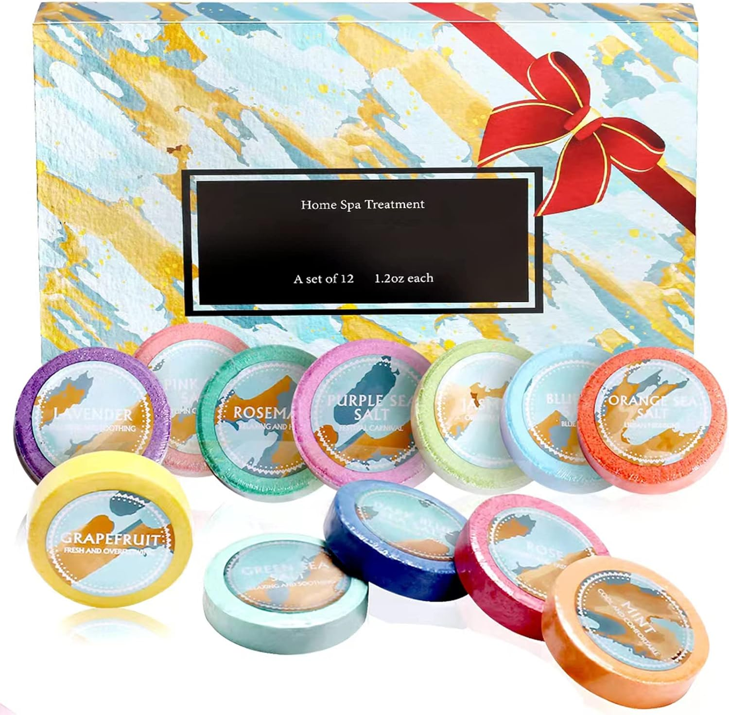 HIKOAN 12PCS 35G Bath Bombs Tablet Set Shower Salt Tablets with Essential Oil Mixed Aromatherapy for Home Spa image number 1