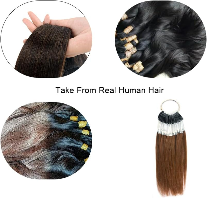 30 Strands/Set Hair Swatches Hair Colour Samples 100% Human Hair Colour Rings for Hair Extensions Salon Hairdressing (Light Brown) - 60 Lightest Blonde image number 6
