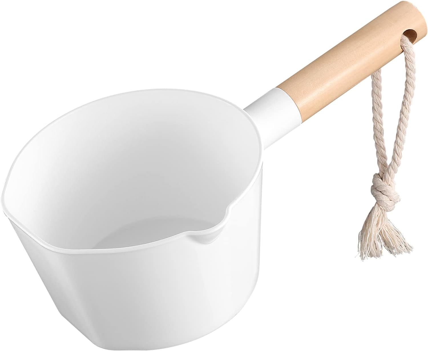 Hemoton Water Ladle Long Handle, Plastic Wood, 16Cm/6.3In Diameter, 14.5In Handle, White, Bathroom Ladle, 1Pc, BPA Free image number 1