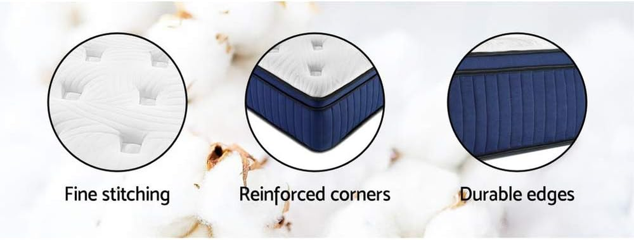 Giselle Bedding Double Mattress Bed Mattresses Cool Gel Memory Foam 34Cm Thickness, with 7-Zone Pocket Spring System and Breathable Euro Top, 5Yrs Warranty, Medium Firm, White + Blue Vacuum Packed image number 7