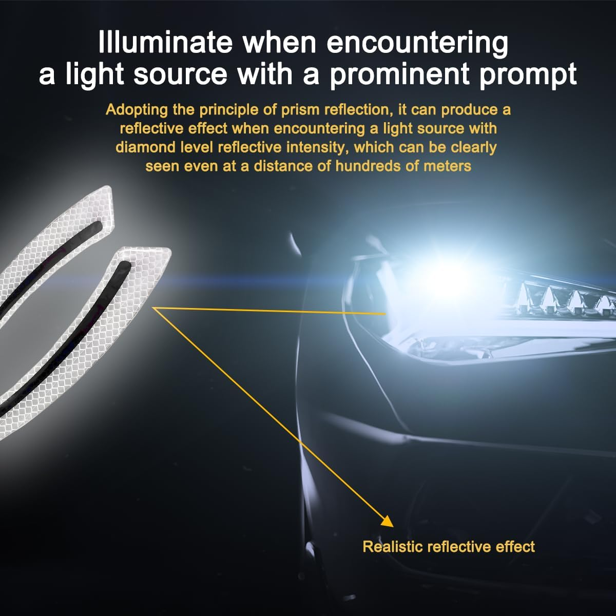 4PCS Car Wheel Eyebrow Reflective Stickers, Waterproof Anti-Scratch Auto Bumper Fender Safety Reflector Guard Strips Trim Side Marker, Vehicle Exterior Accessories, Universal Fit（White） - Red image number 2